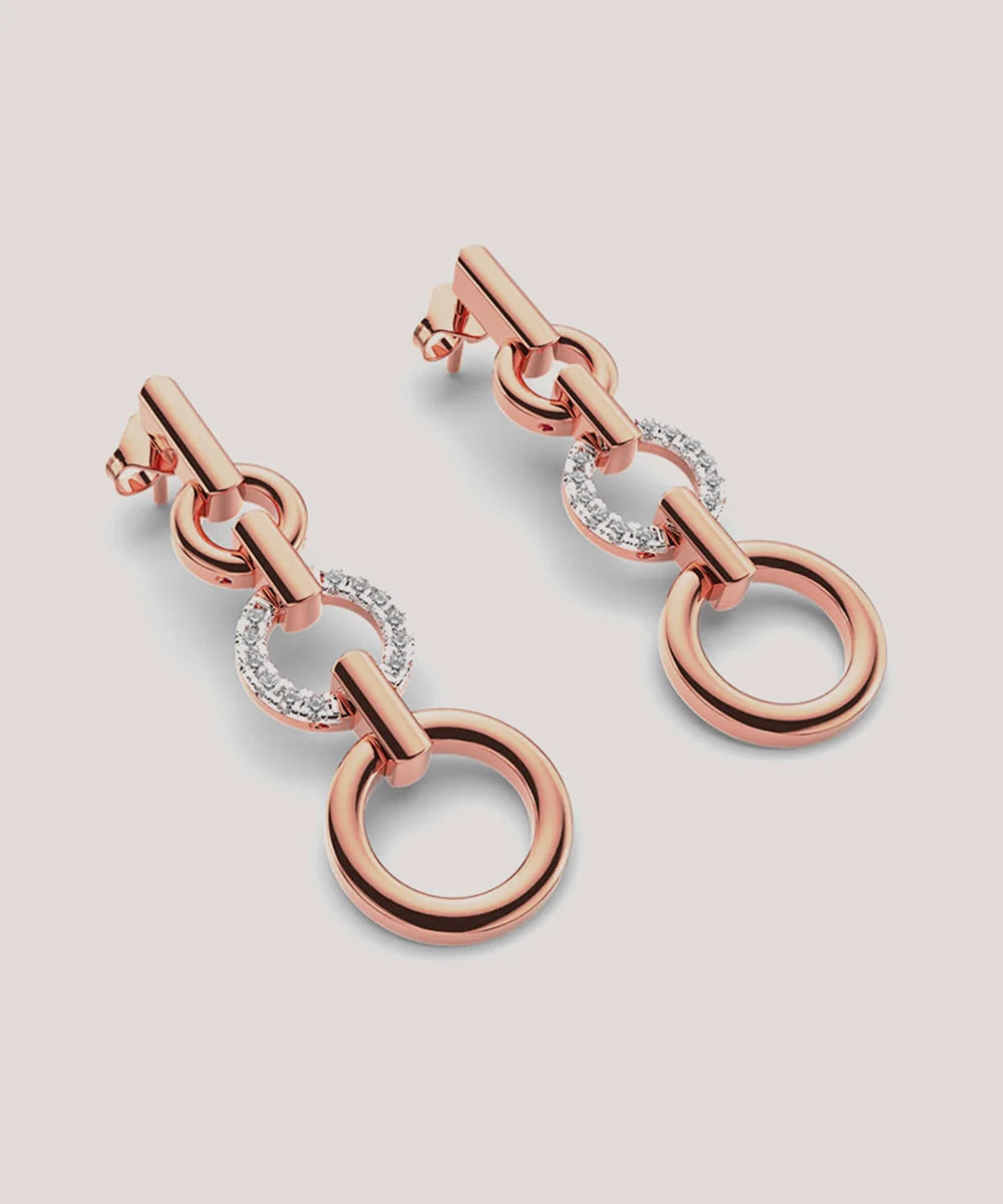 Alloy Drops & Danglers in a sleek high-contrast midnight luxury editorial style