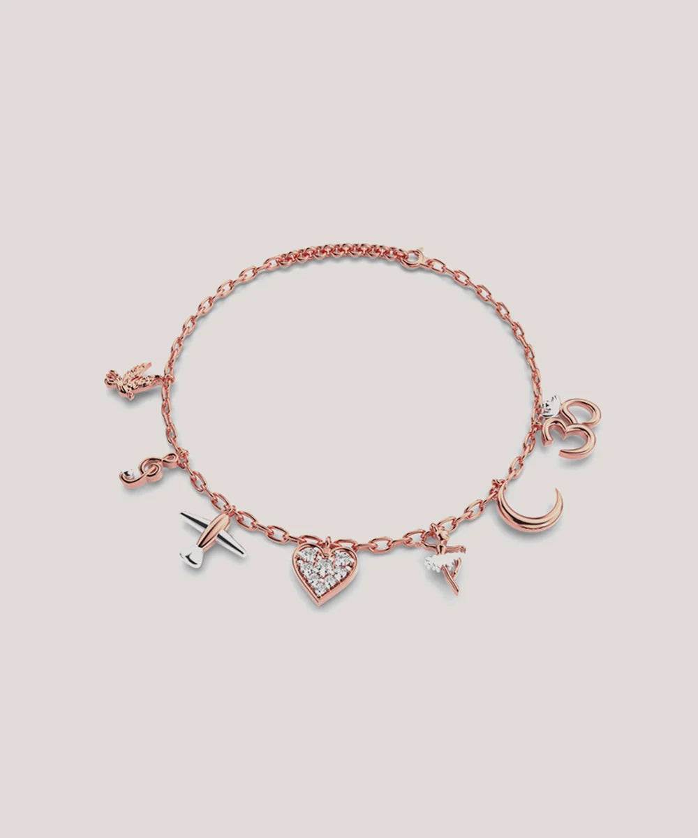 Charms Bracelet For Women in a sleek high-contrast midnight luxury editorial style