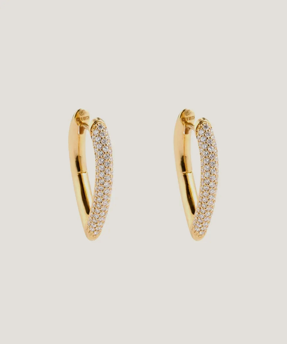 Wave Diamond Hoop Earrings - Peelerie