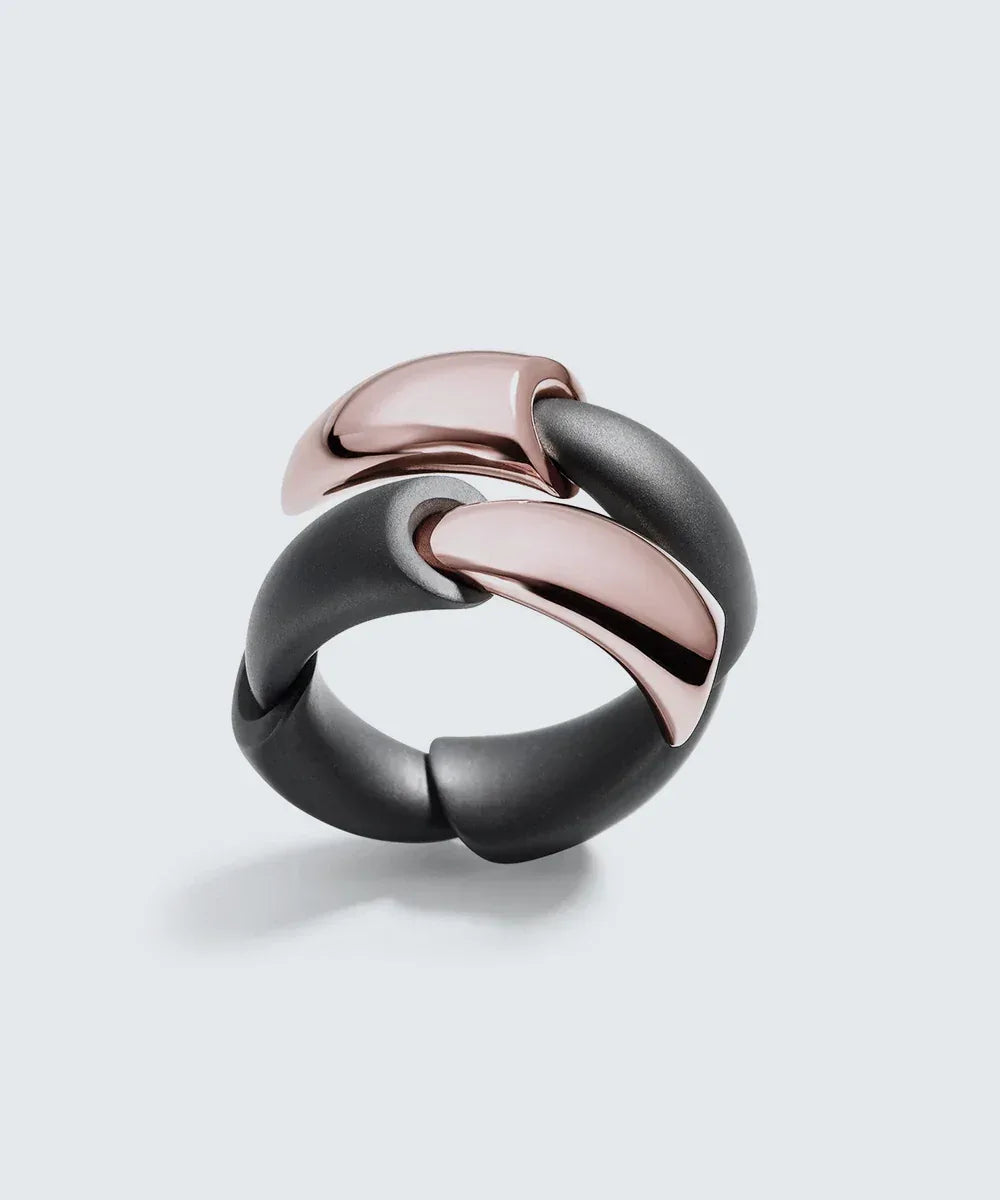 Black Titanium Ring In 18K Gold - Peelerie