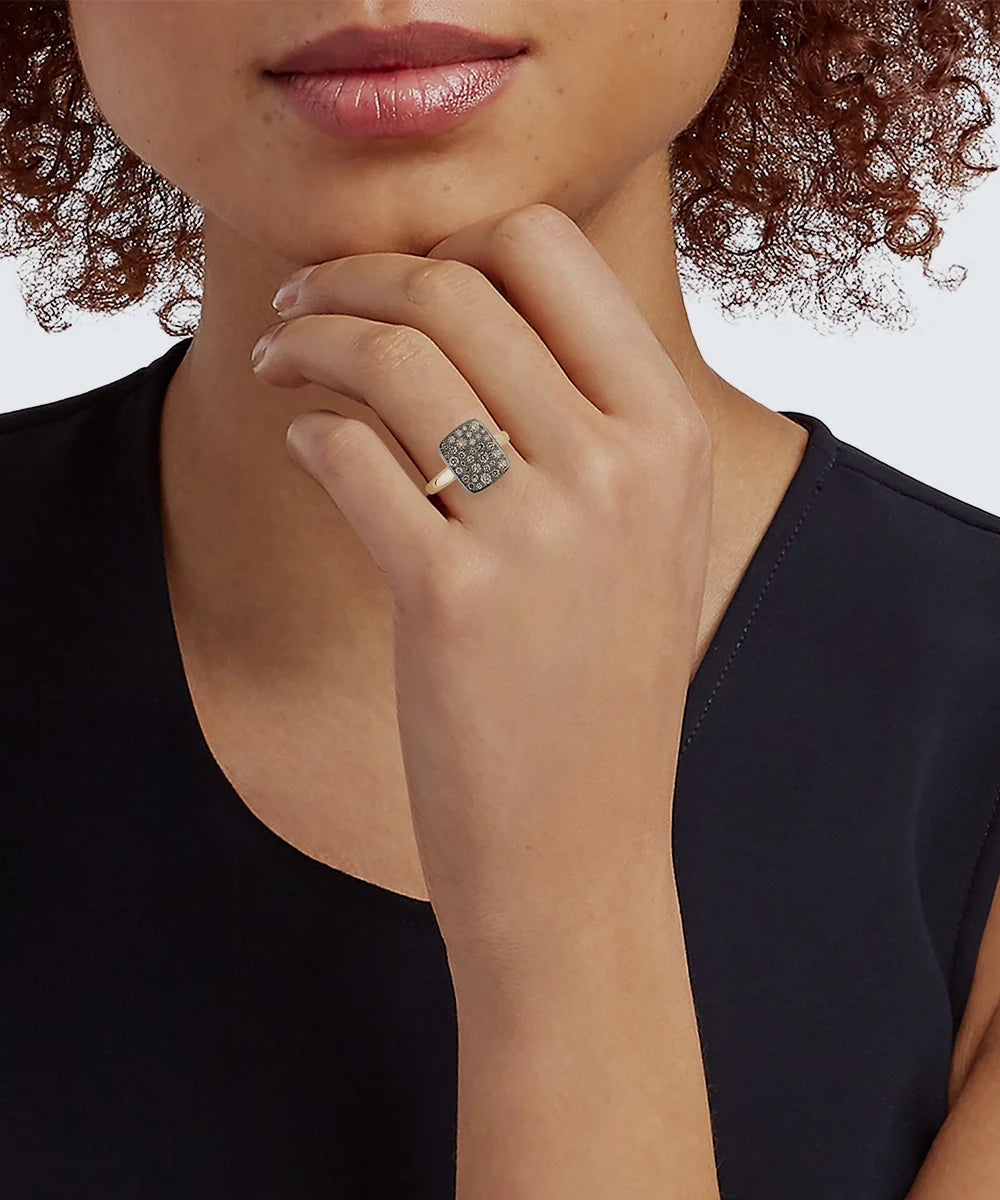 Rose Gold Diamond Ring in a sleek high-contrast midnight luxury editorial style