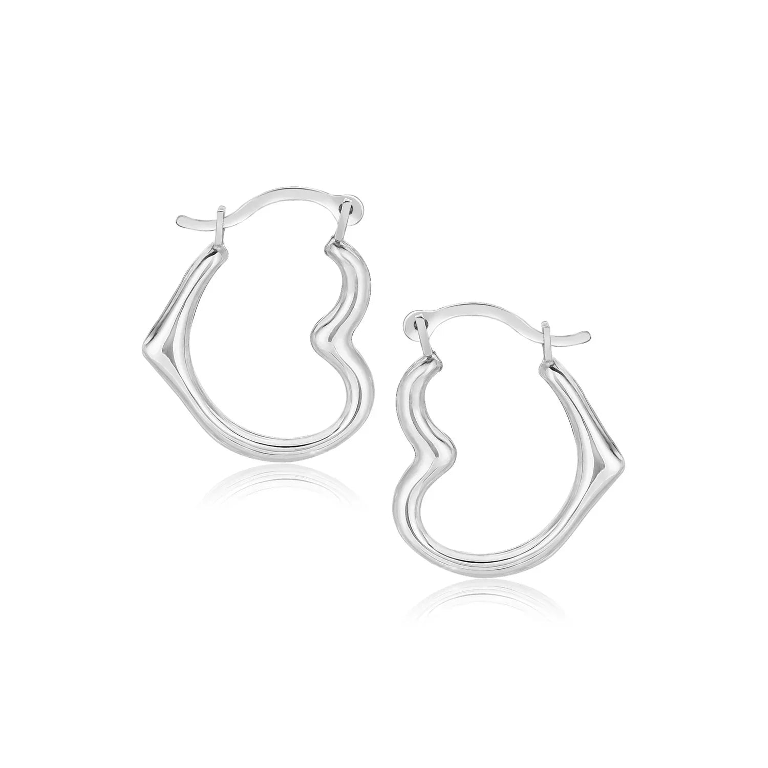 10k White Gold Heart Hoop Earrings - Peelerie
