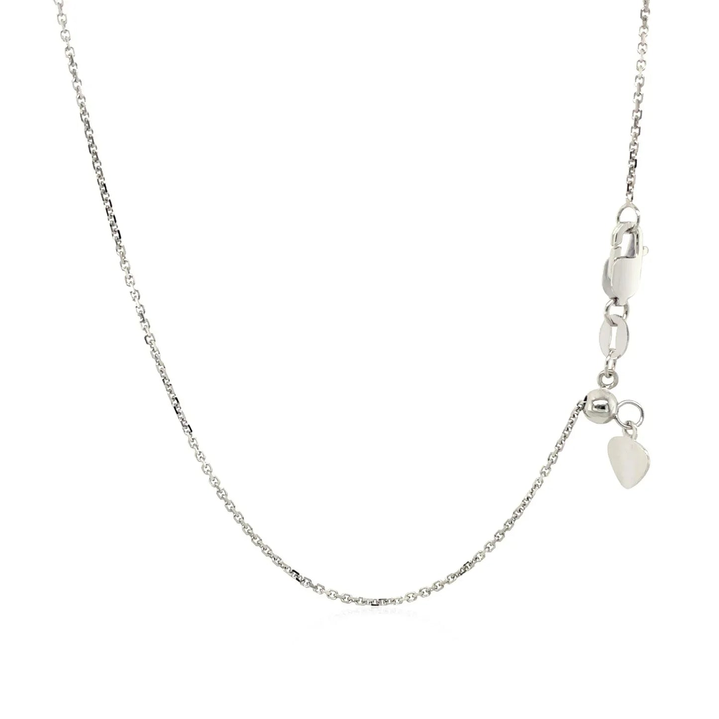 10k White Gold Adjustable Cable Chain (1.10 mm) - Peelerie