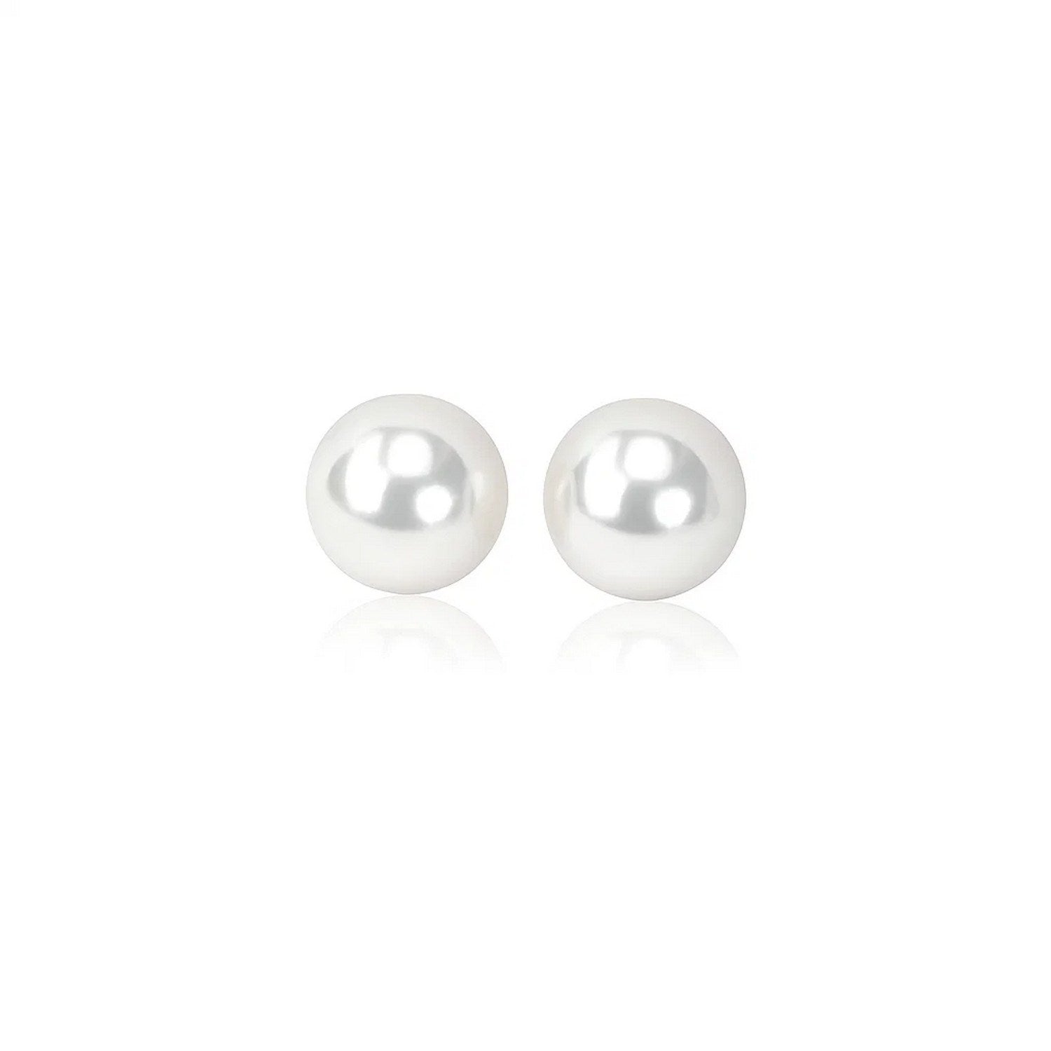 14k Yellow Gold Freshwater Cultured White Pearl Stud Earrings (6mm) in a sleek high-contrast midnight luxury editorial style