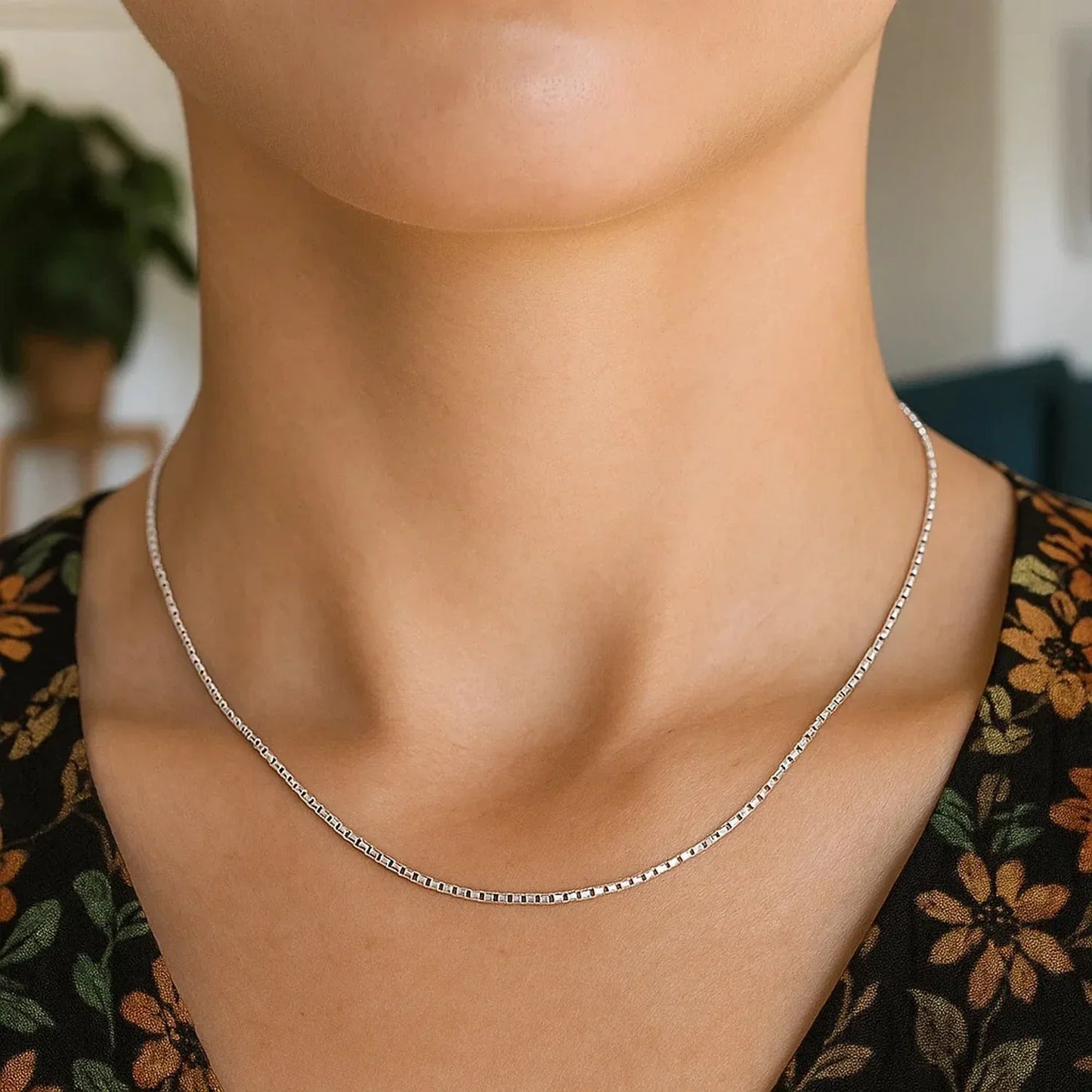 14k White Gold Classic Box Chain (0.60 mm) - Peelerie