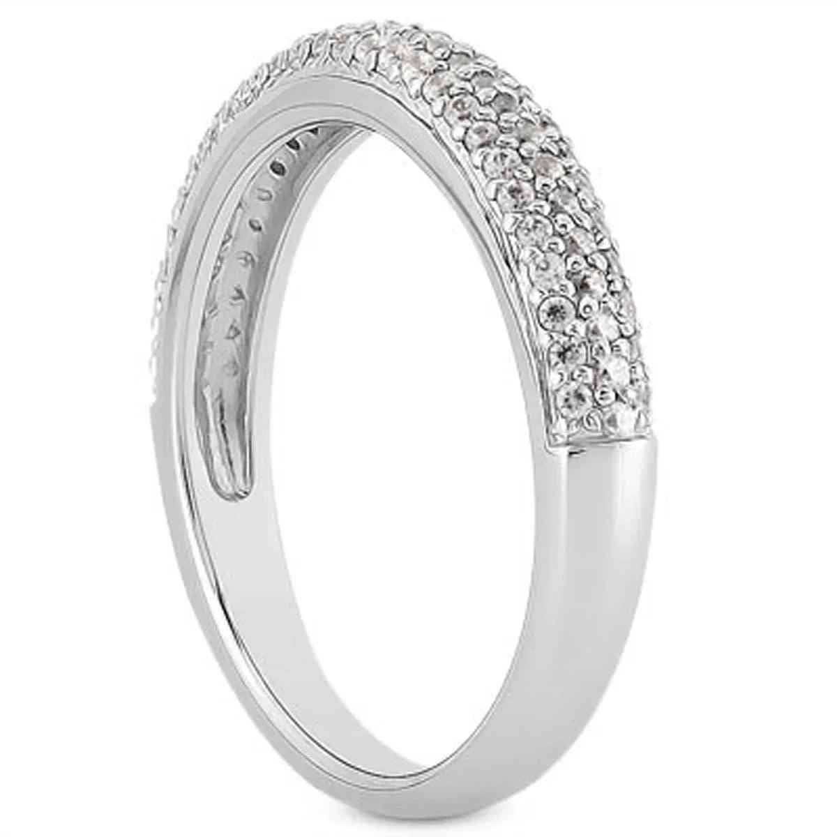 14k white gold band set with diamonds