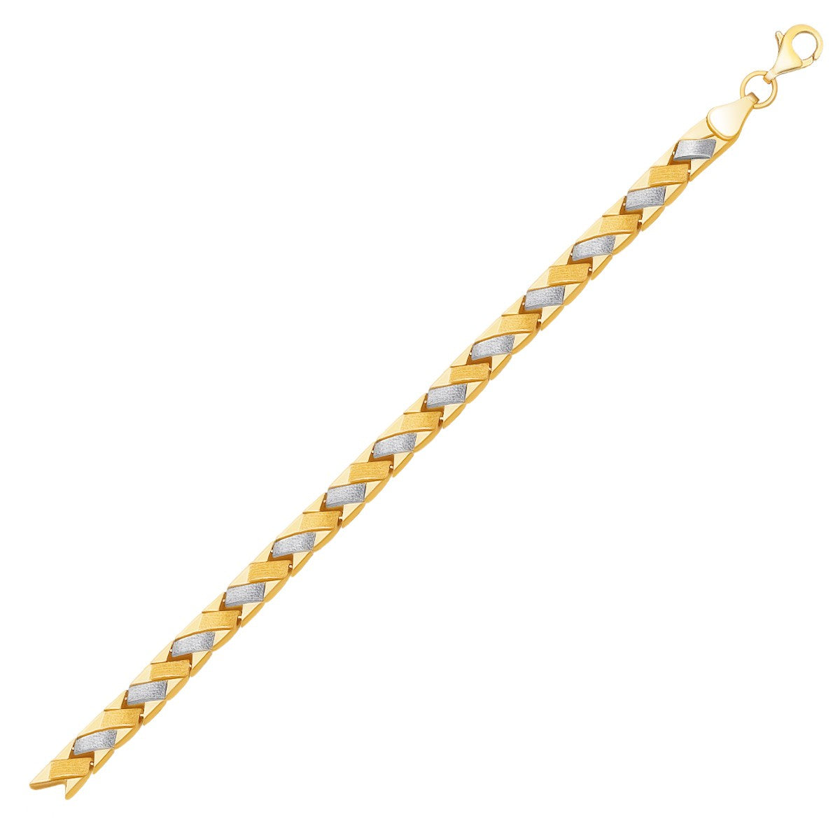 14k Two-Tone Gold Fancy Weave Bracelet with Contrasting Finish (6.35 mm) in a sleek high-contrast midnight luxury editorial s