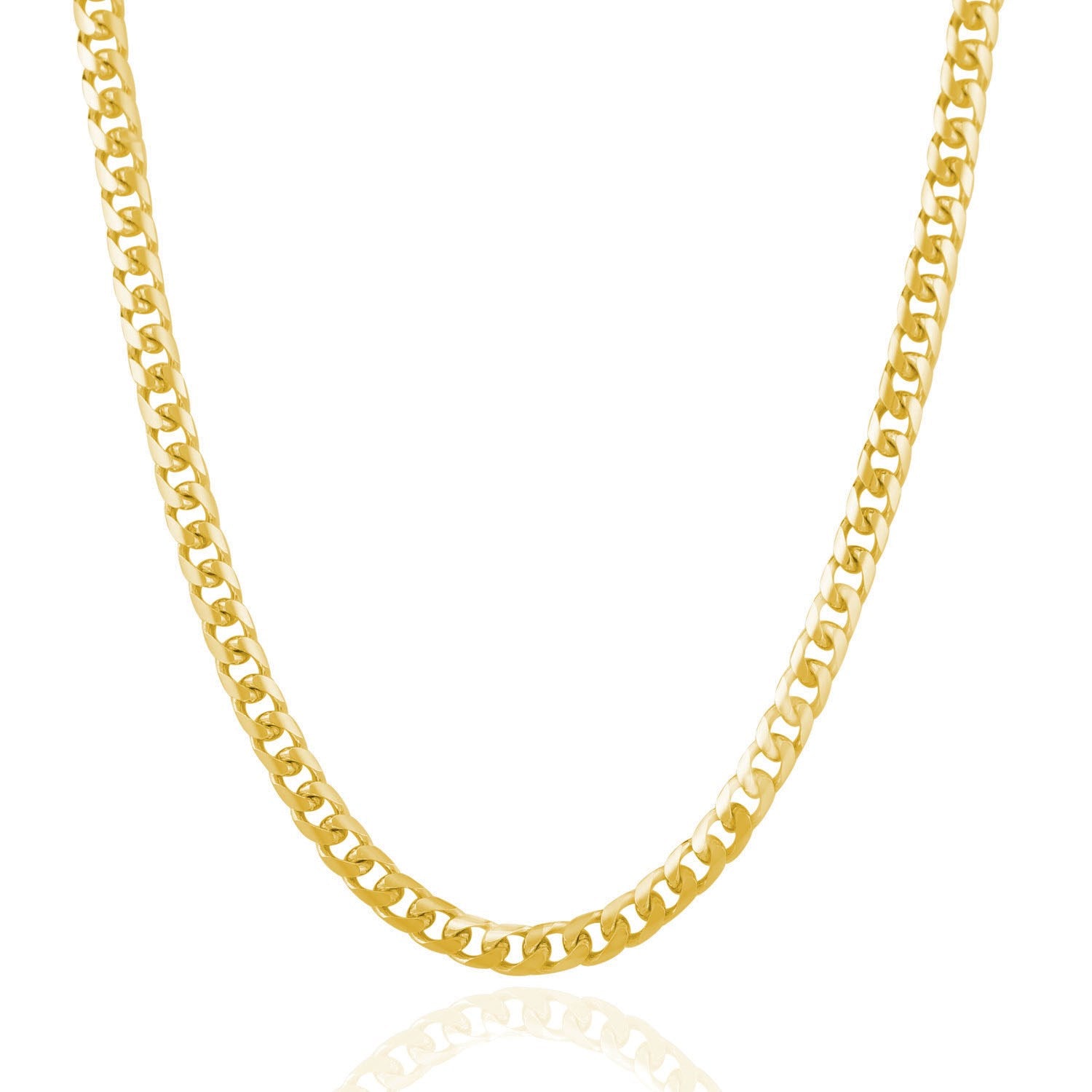 14k Yellow Gold Solid Miami Cuban Chain (5.00 mm) in a sleek high-contrast midnight luxury editorial style