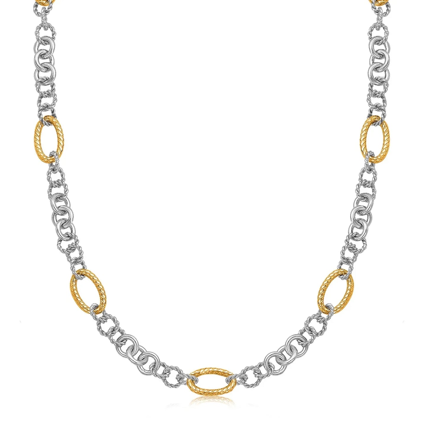 18k Yellow Gold and Sterling Silver Rhodium Plated Multi Style Chain Necklace - Peelerie