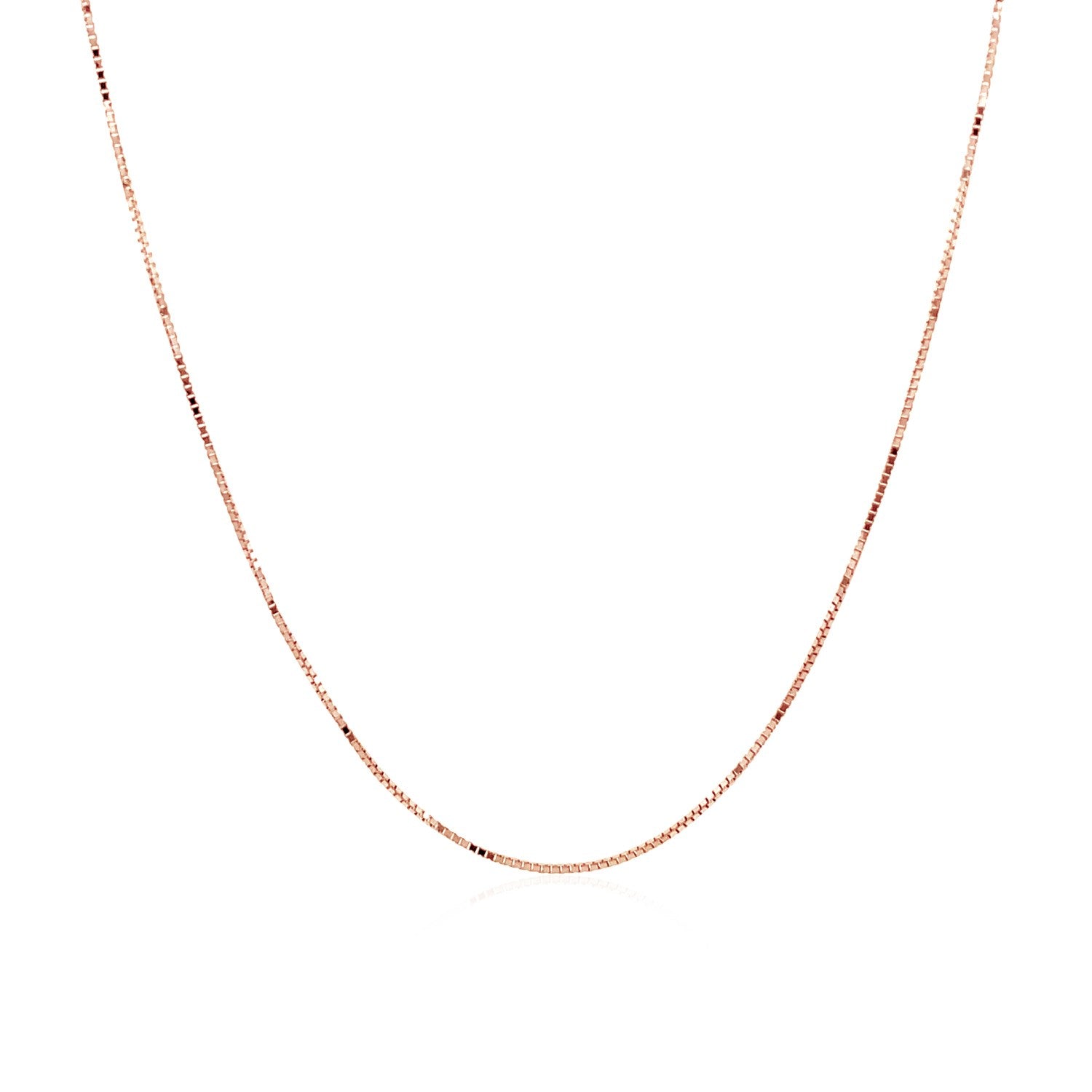 14k Rose Gold Classic Box Chain 0.60 mm in a sleek high-contrast midnight luxury editorial style