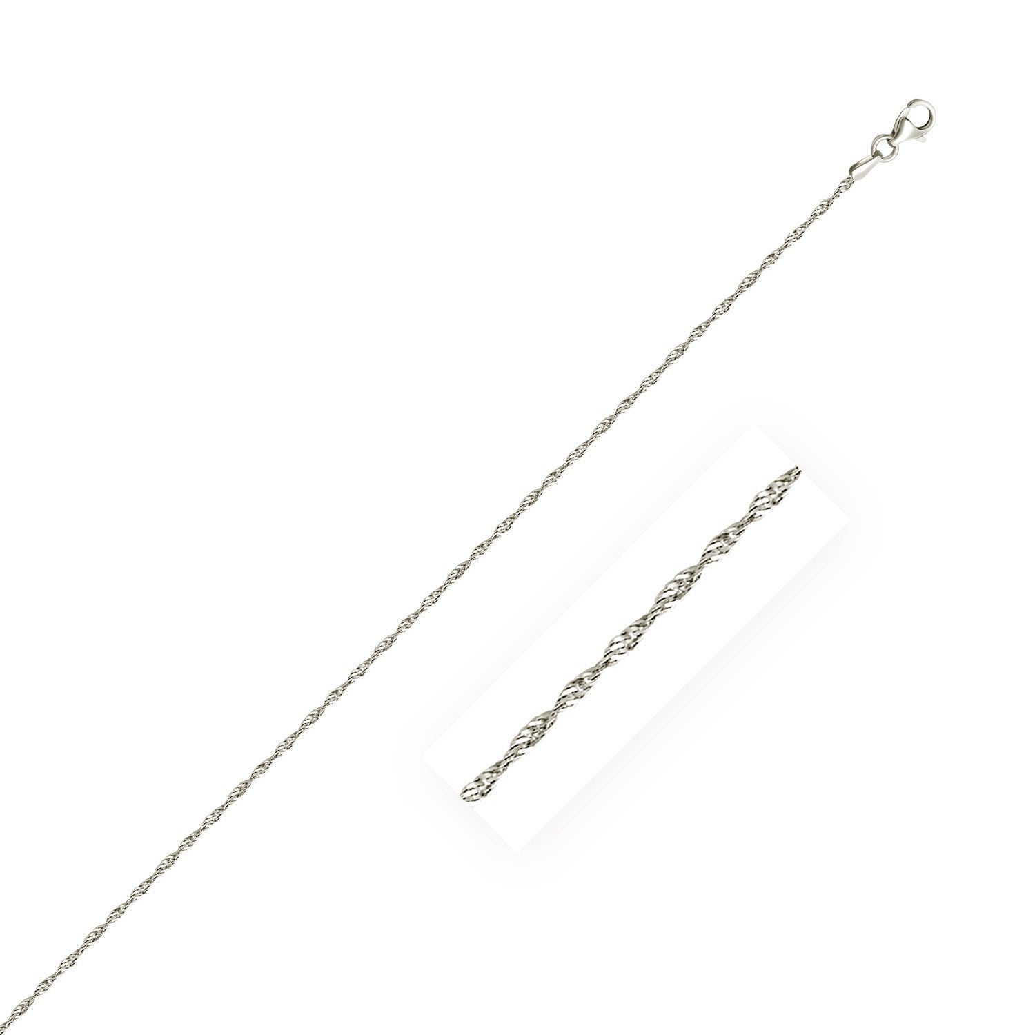 Sterling Silver 1.6mm Singapore Style Chain (1.50 mm) in a sleek high-contrast midnight luxury editorial style