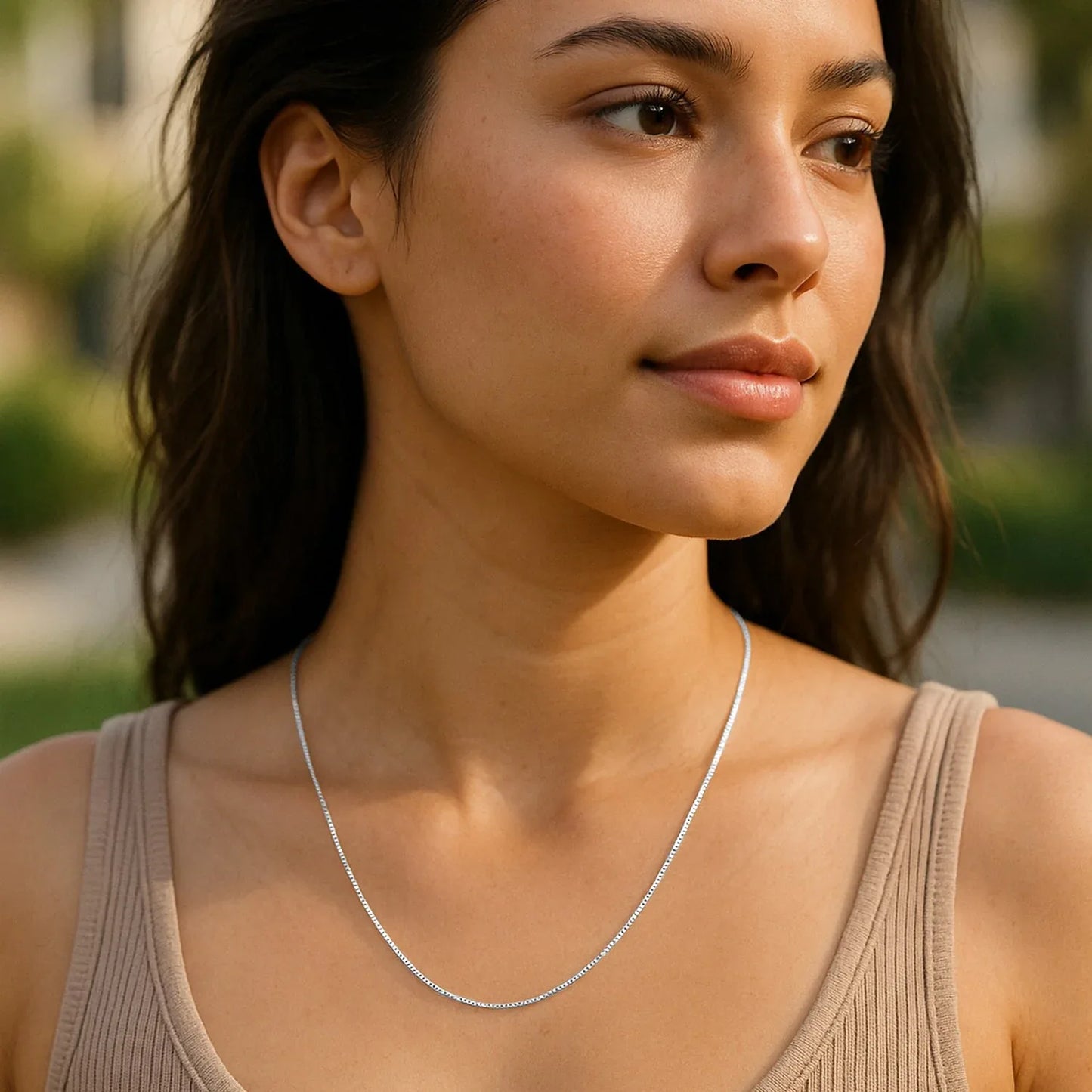 14k White Gold Classic Box Chain (0.45 mm) - Peelerie