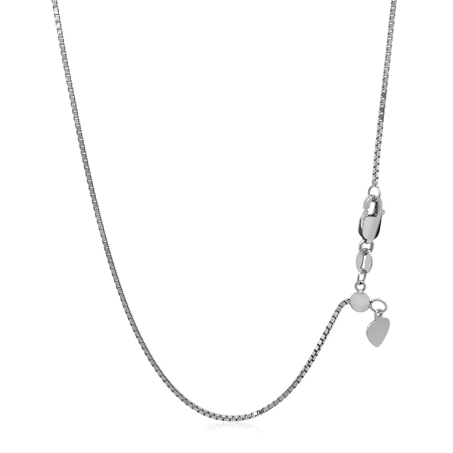 14k White Gold Adjustable Box Chain (1.10 mm) - Peelerie