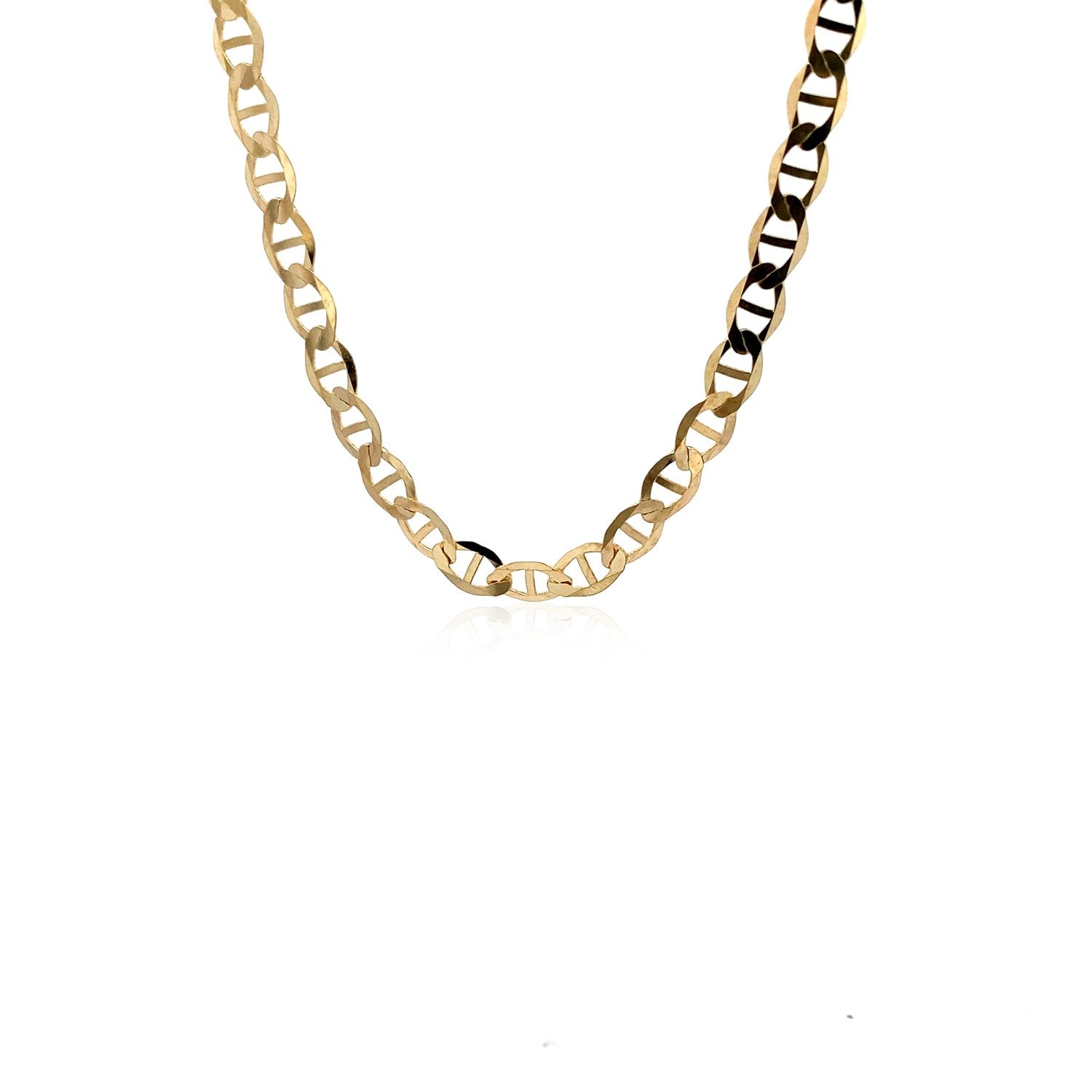 10k Yellow Gold Mariner Link Chain (5.10 mm) in a sleek high-contrast midnight luxury editorial style