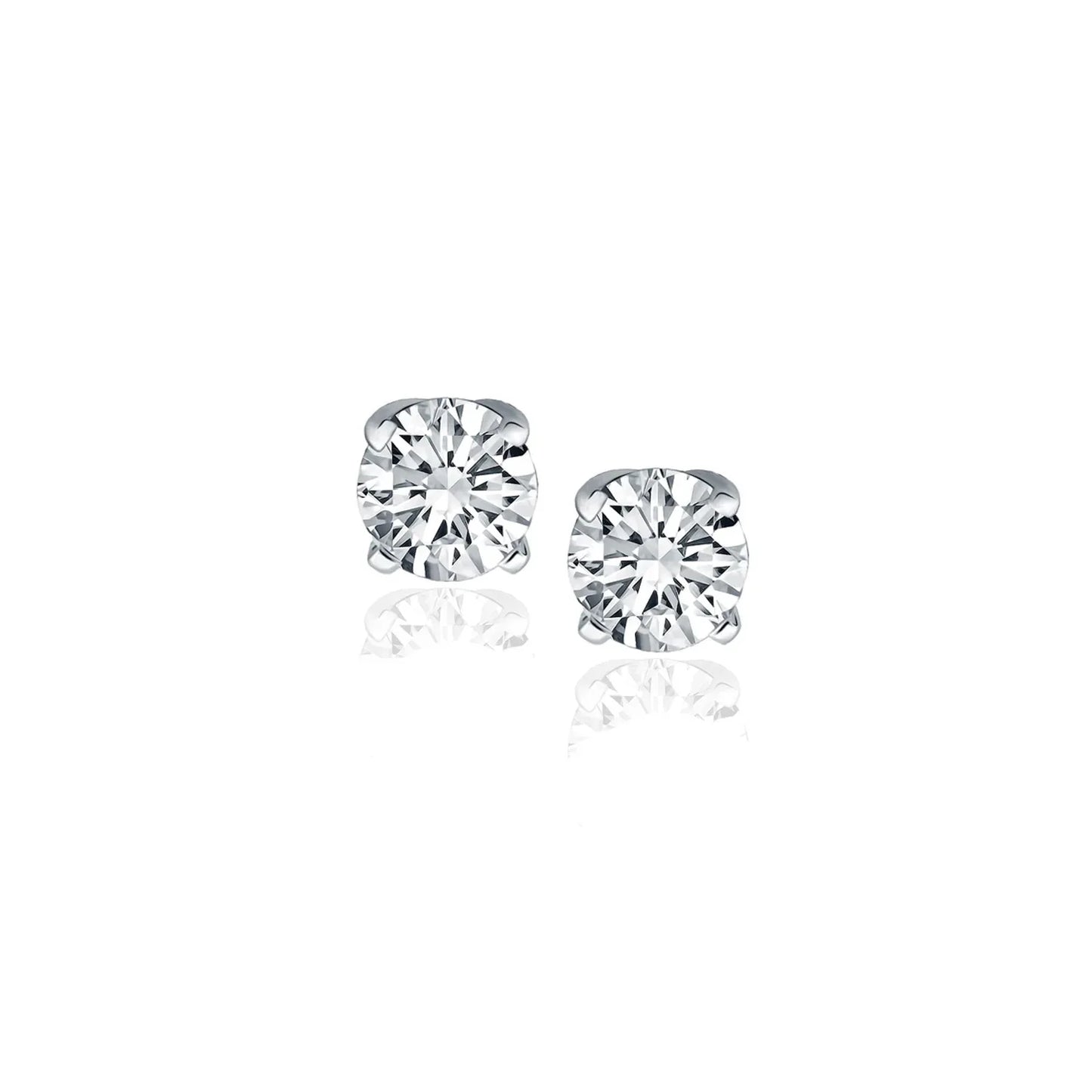 14k White Gold Diamond Four Prong Stud Earrings (1/2 cttw) - Peelerie