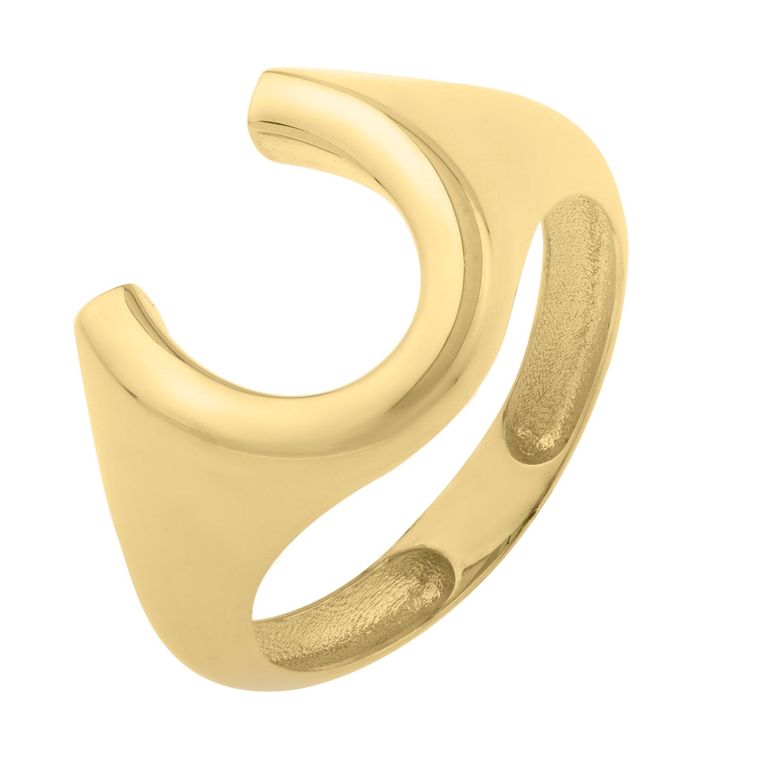 Horseshoe Ring in 14K Yellow Gold (8.00 mm) in a sleek high-contrast midnight luxury editorial style