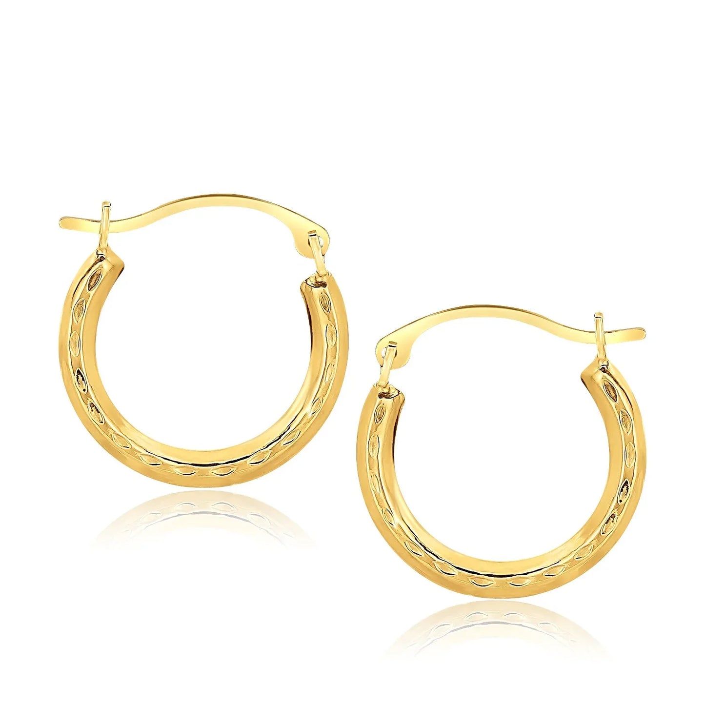 10k Yellow Gold Fancy Hoop Earrings - Peelerie