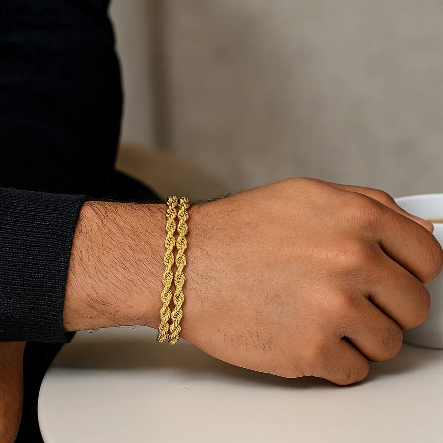 14k Yellow Gold Dual Row Rope Bracelet (4.80 mm)