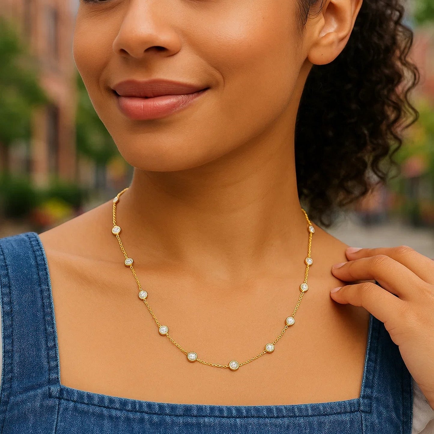 14k Yellow Gold CZ By the Yard Long Links