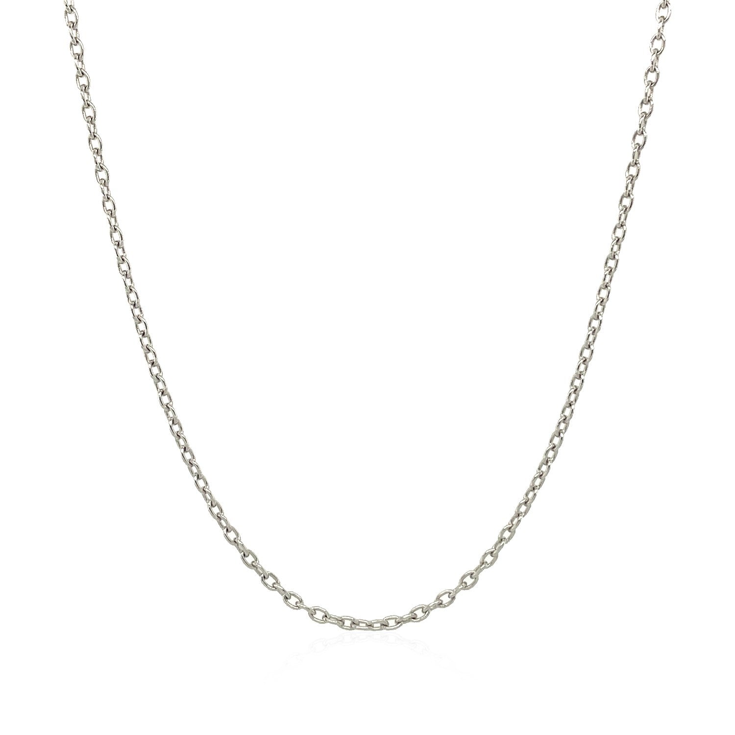 14k White Gold Oval Cable Link Chain (1.50 mm) in a sleek high-contrast midnight luxury editorial style