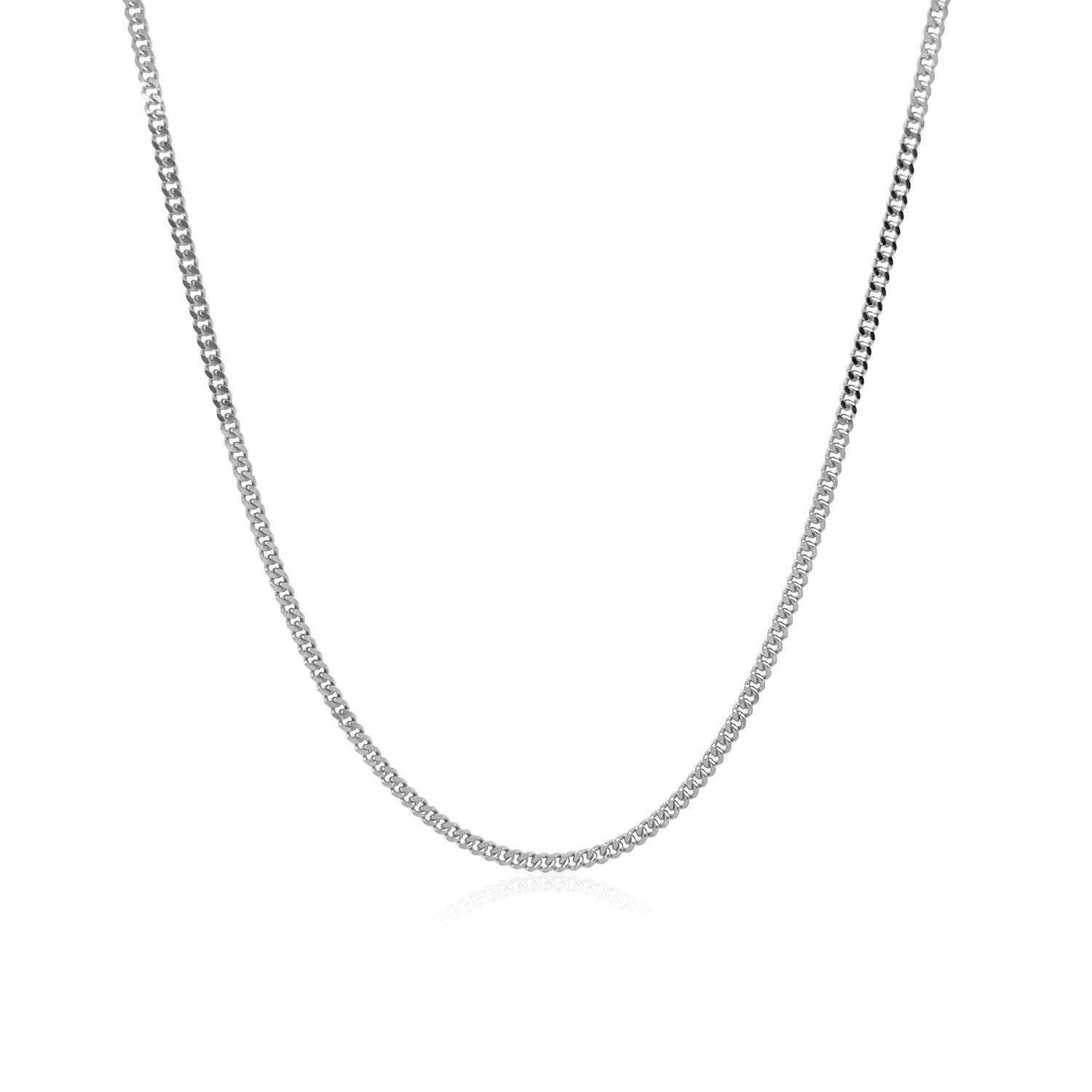 14k White Gold Gourmette Chain (1.40 mm) in a sleek high-contrast midnight luxury editorial style