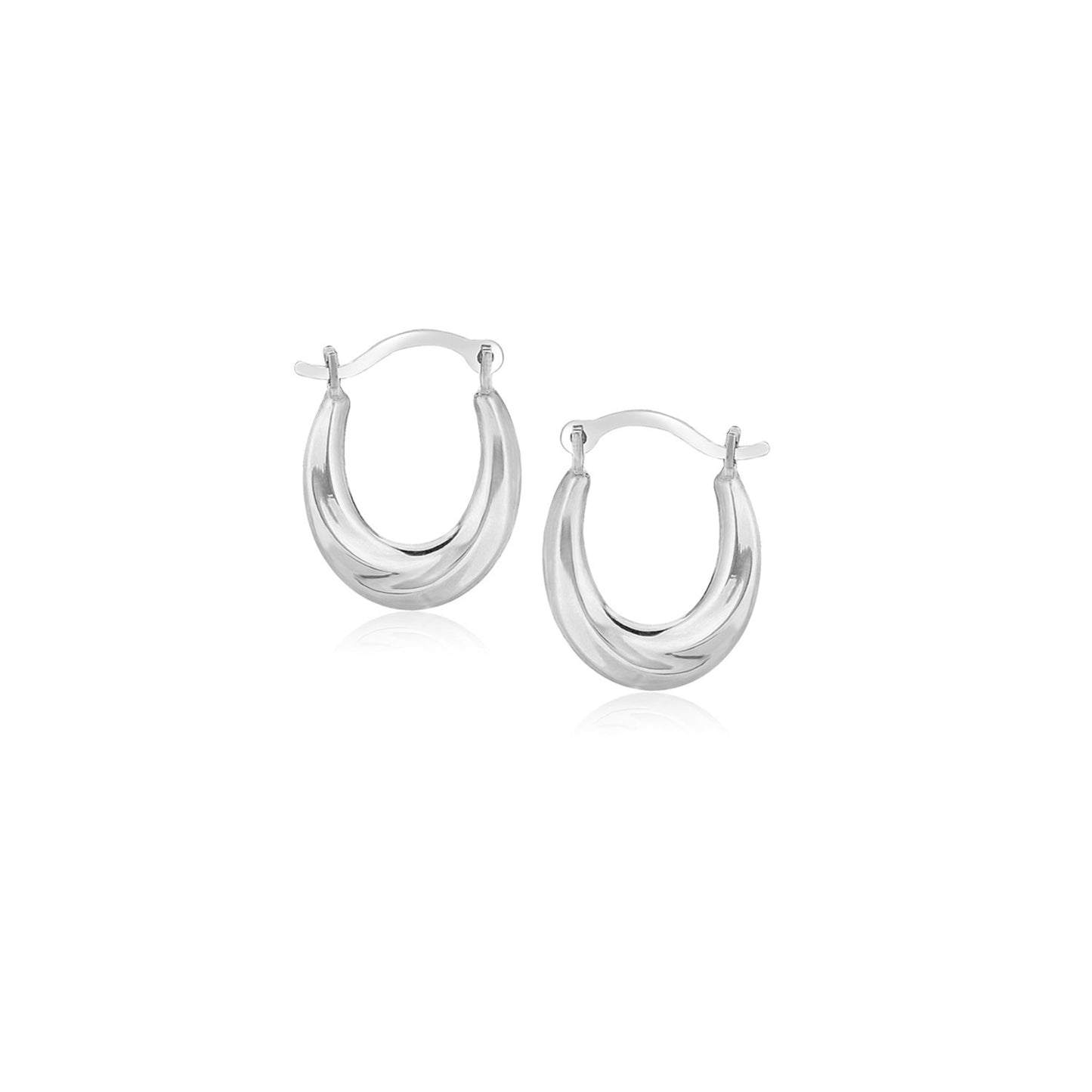 10k White Gold Oval Hoop Earrings in a sleek high-contrast midnight luxury editorial style