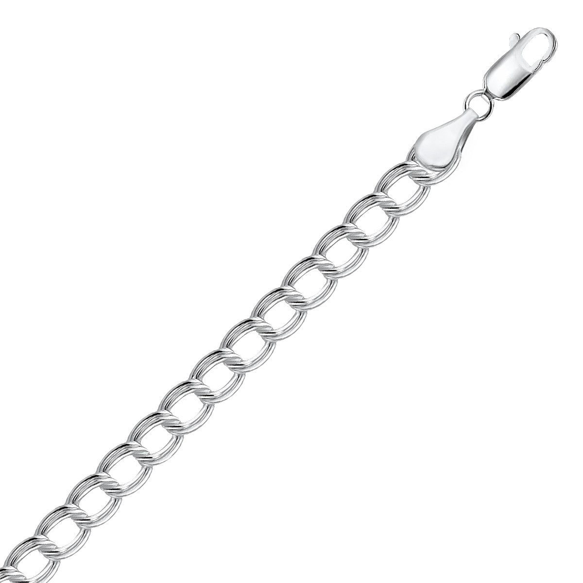 Sterling Silver Ridged Circular Chain Bracelet with Rhodium Plating (6.00 mm) in a sleek high-contrast midnight luxury editor