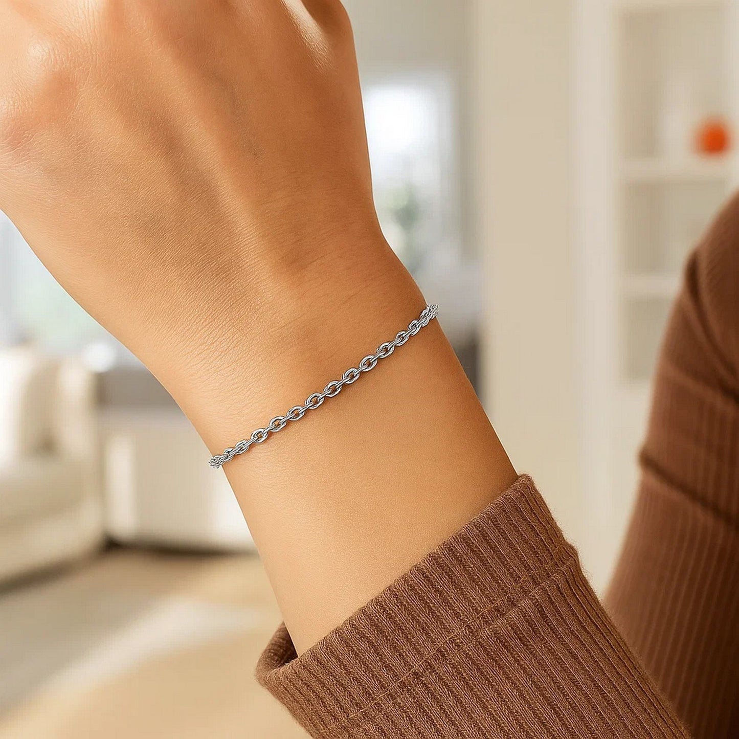 14k White Gold Rolo Bracelet (2.50 mm)