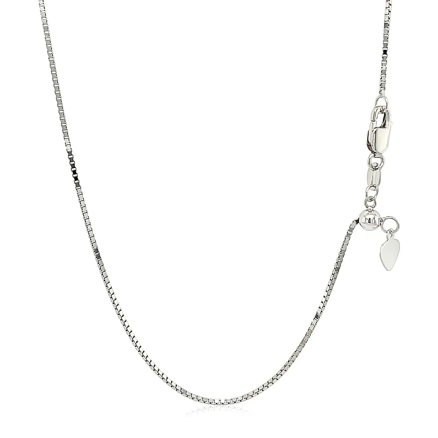 10k White Gold Adjustable Box Chain (0.85 mm) - Peelerie