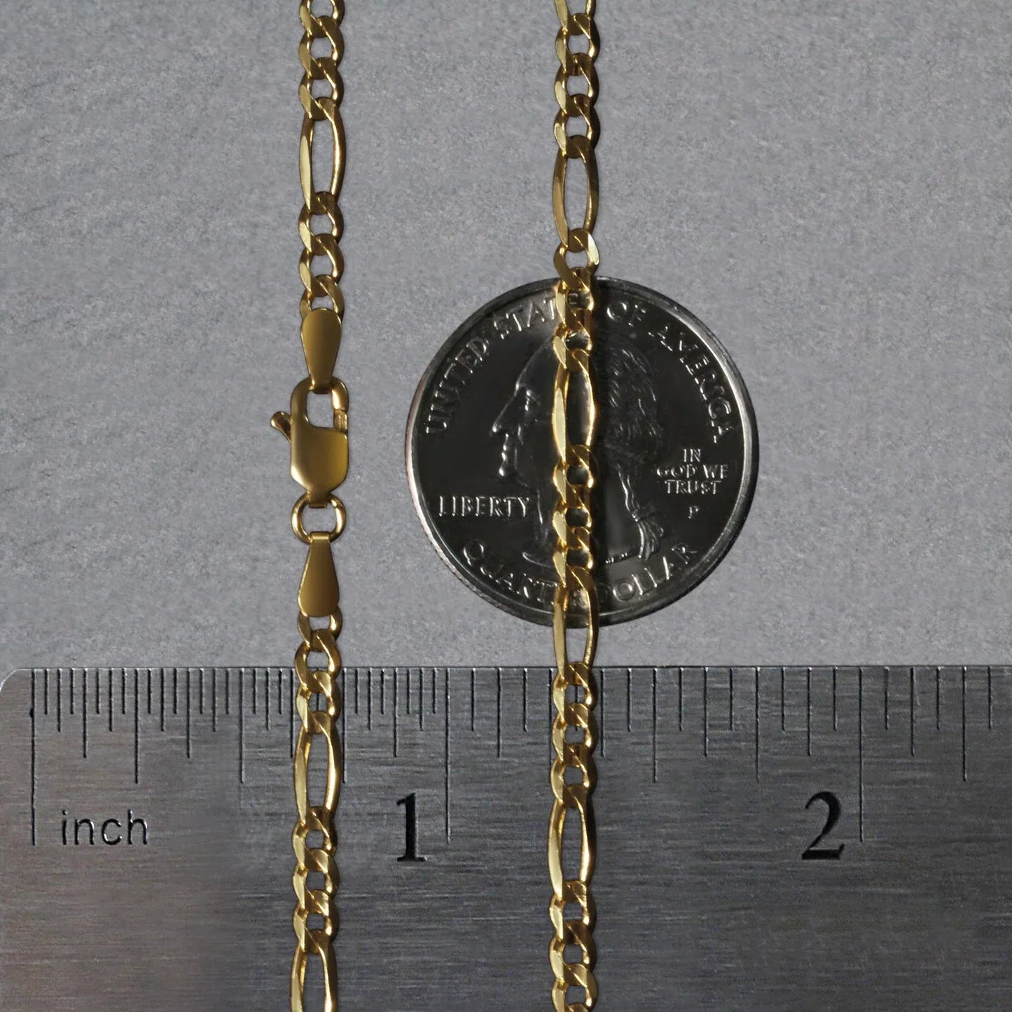10k Yellow Gold Solid Figaro Chain (2.60 mm) - Peelerie