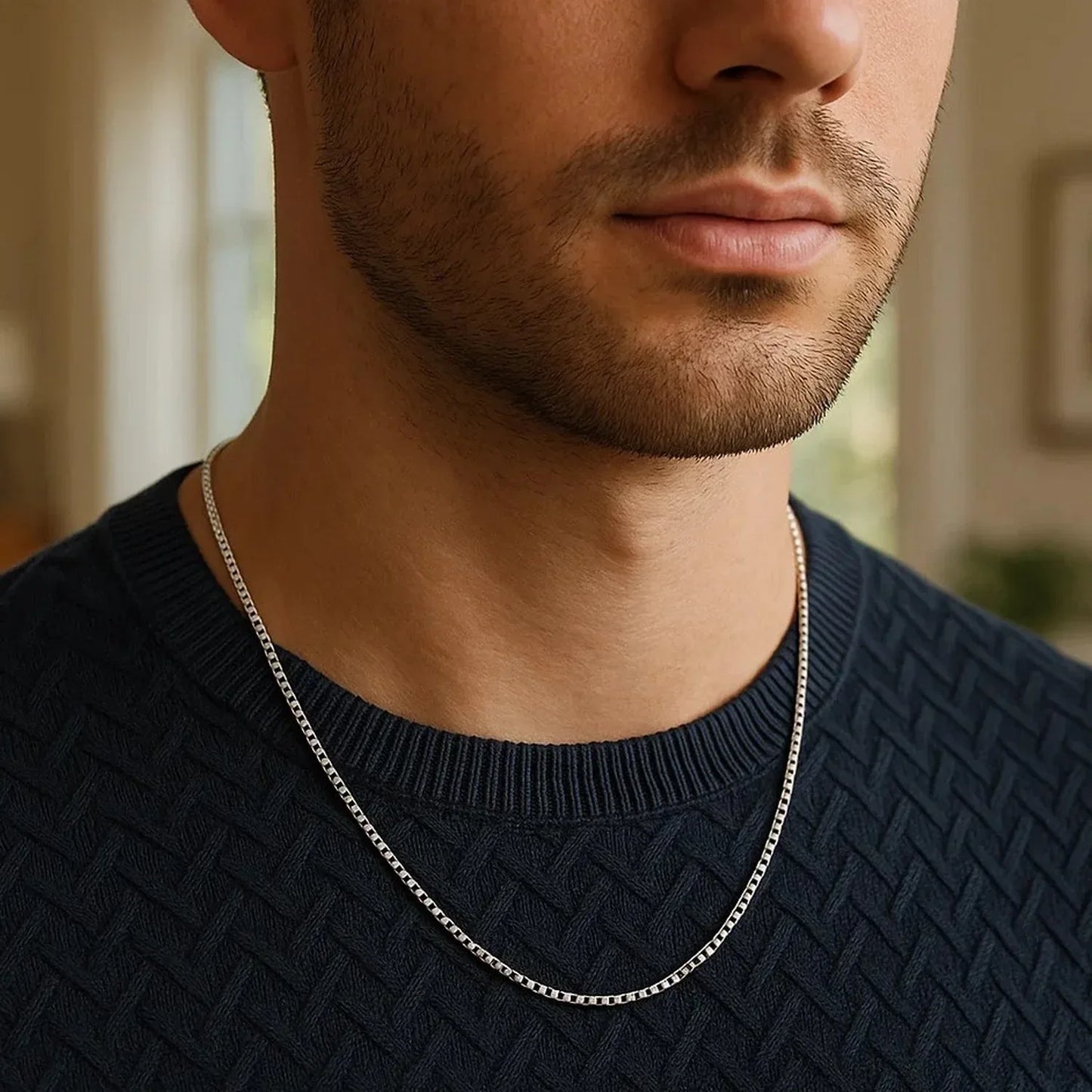 14k White Gold Classic Box Chain (1.10 mm) - Peelerie