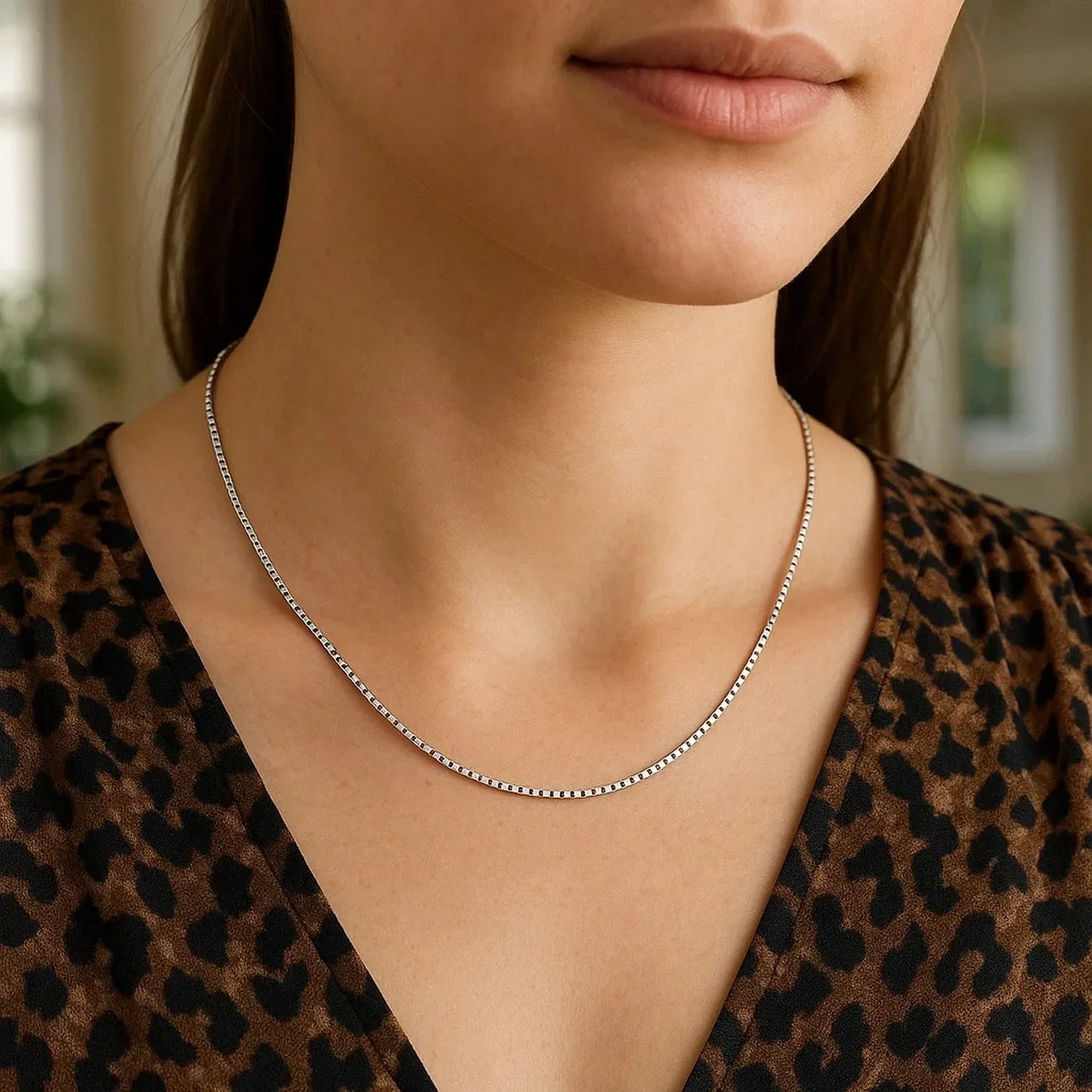 14k White Gold Classic Box Chain (0.85 mm) - Peelerie