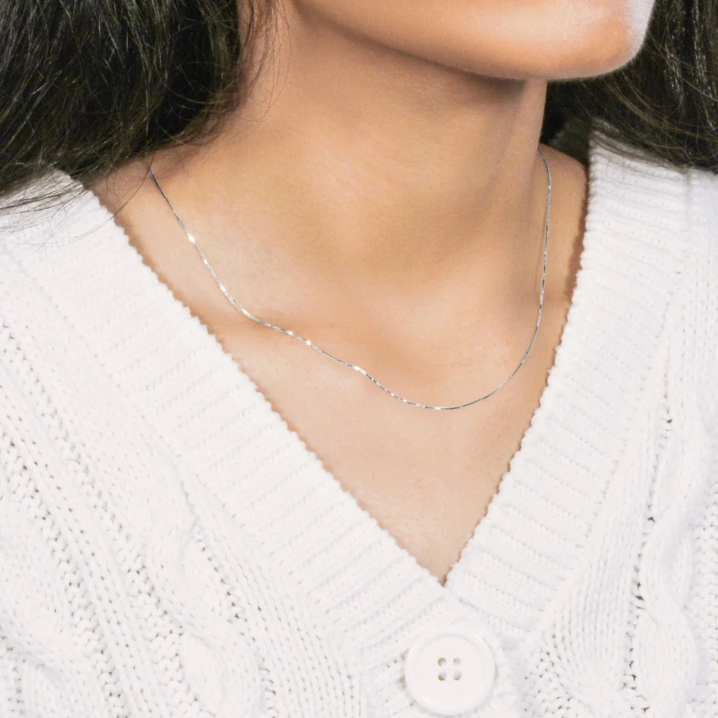 10k White Gold Classic Box Chain (0.45 mm) - Peelerie