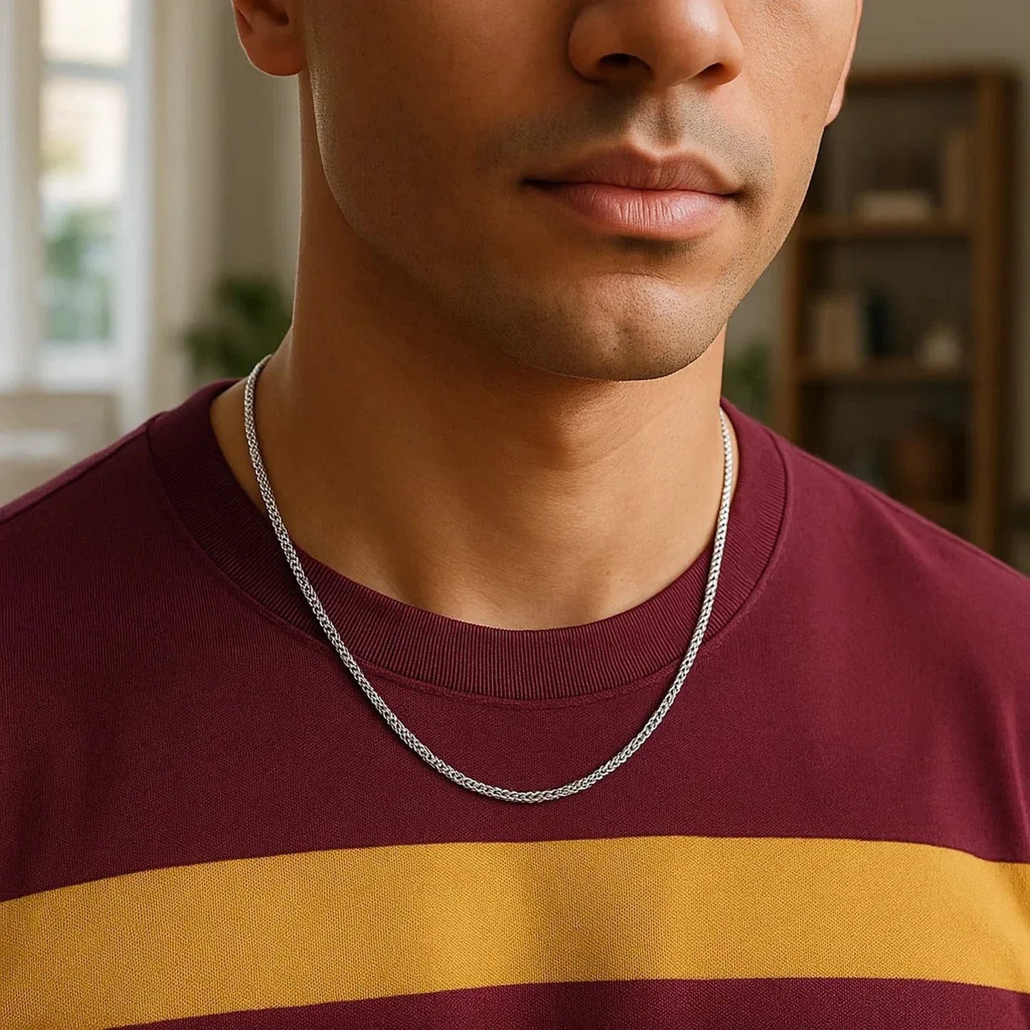 14k White Gold Diamond Cut Round Wheat Chain (1.20 mm) - Peelerie