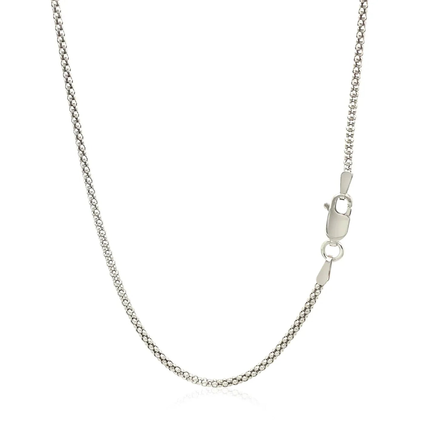 Rhodium Plated 1.8mm Sterling Silver Popcorn Style Chain (1.80 mm) - Peelerie