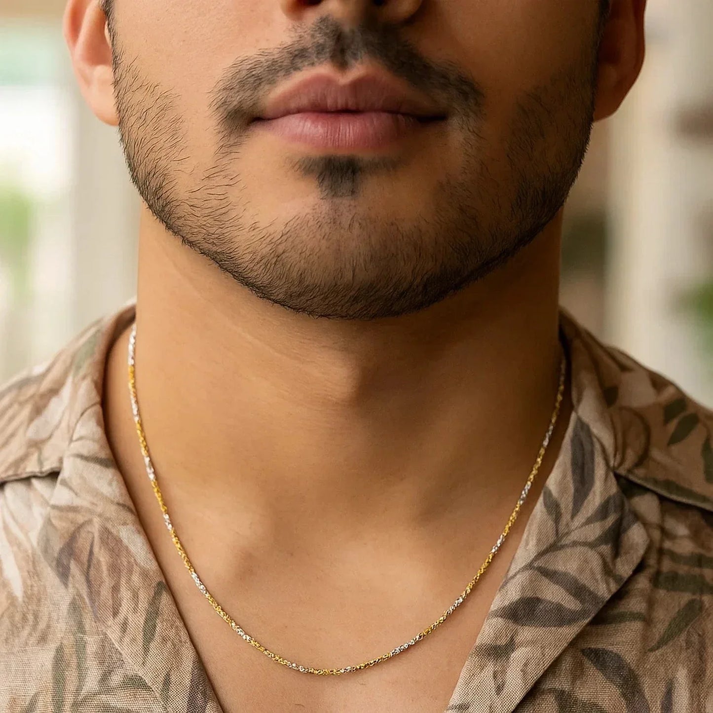 14k White and Yellow Gold Two Tone Sparkle Chain (1.50 mm) - Peelerie