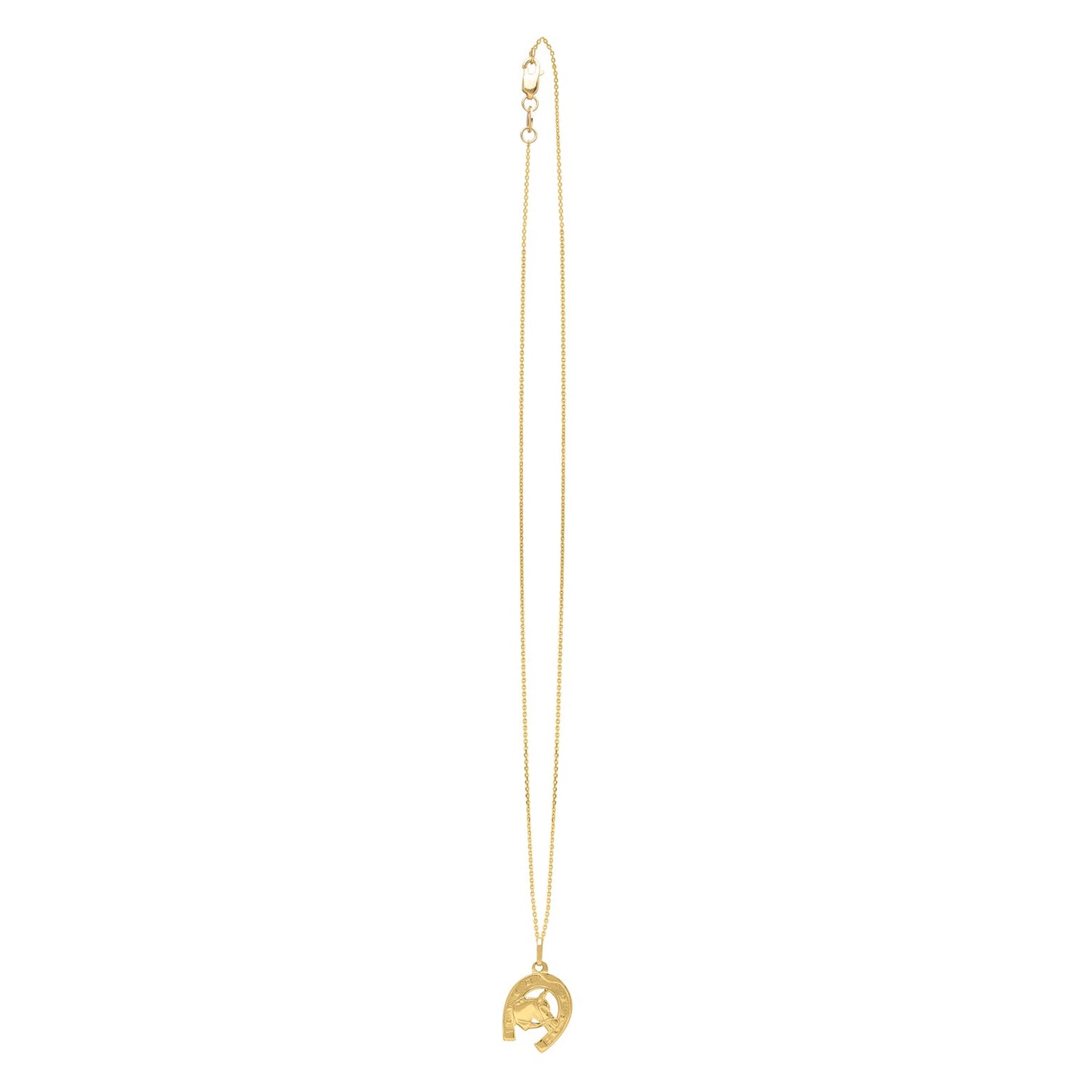 Horse and Horseshoe Necklace in 14K Yellow Gold