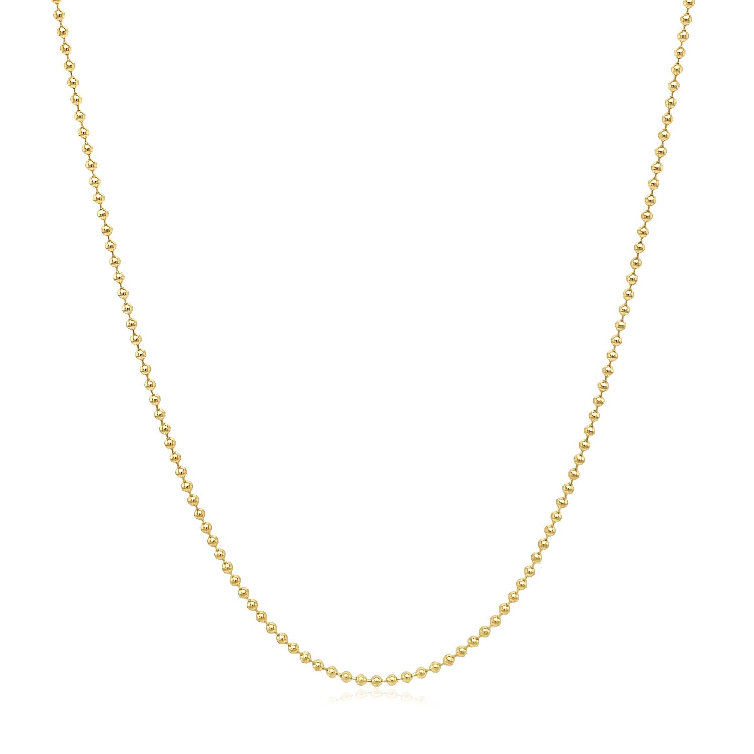 14k Yellow Gold Bead Chain 1.0mm (1.00 mm) in a sleek high-contrast midnight luxury editorial style