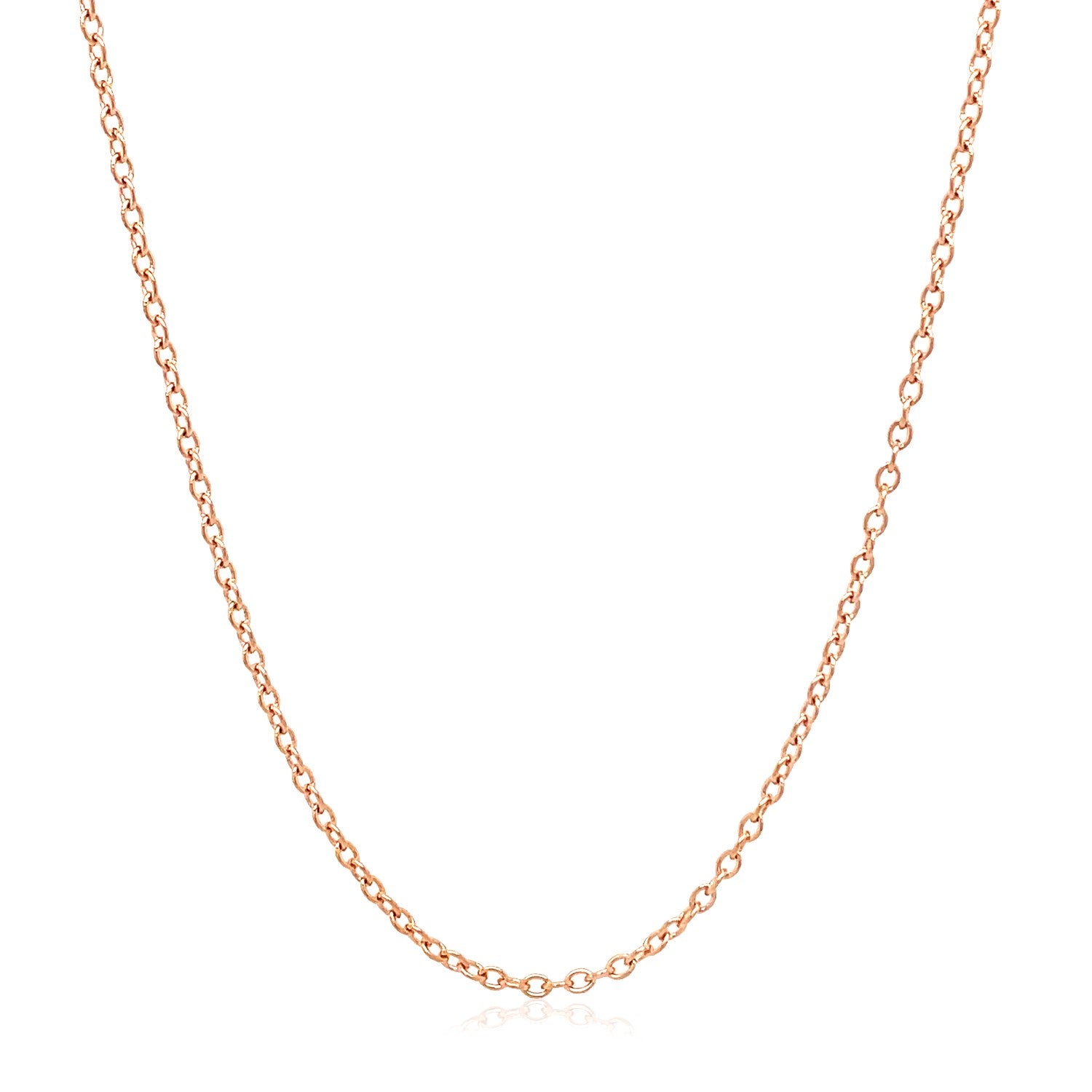 18k Rose Gold Round Oval Link Chain (1.50 mm) in a sleek high-contrast midnight luxury editorial style