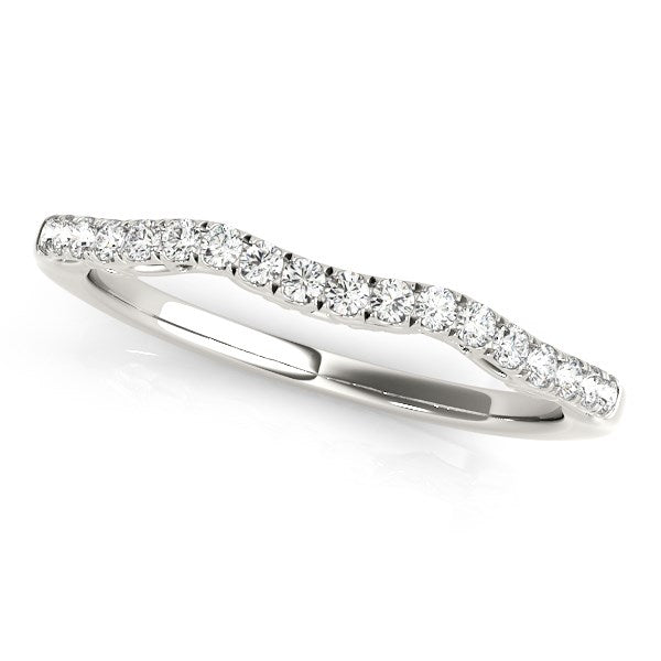 14k White Gold Wave Motif Diamond Wedding Band (1/5 cttw) in a sleek high-contrast midnight luxury editorial style