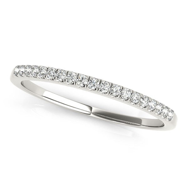 14k White Gold Scallop Pave Set Diamond Wedding Ring (1/8 cttw) in a sleek high-contrast midnight luxury editorial style