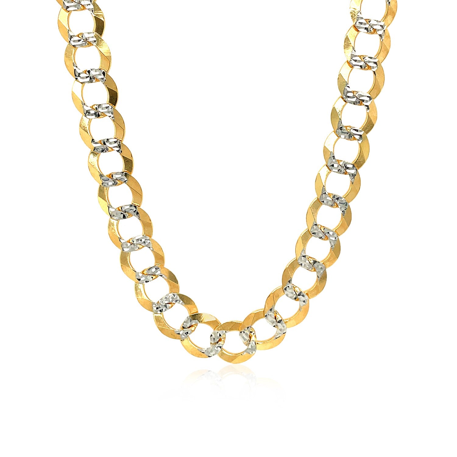 14k Two Tone Gold Pave Curb Chain (8.30 mm) in a sleek high-contrast midnight luxury editorial style