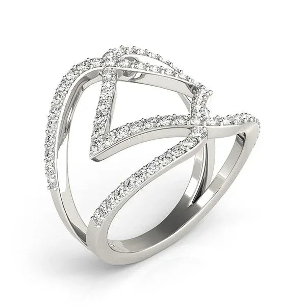 14k White Gold Entwined Design Diamond Dual Band Ring (3/4 cttw) - Peelerie