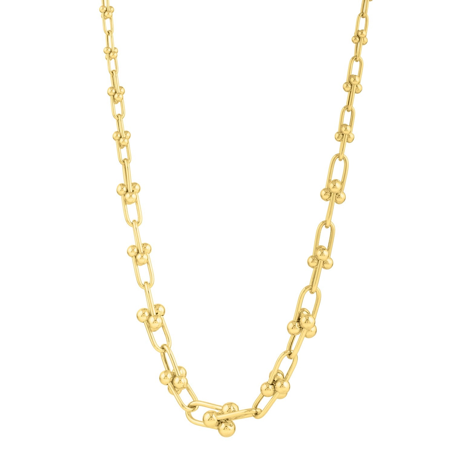 Graduated Jax Link Necklace in 14K Yellow Gold in a sleek high-contrast midnight luxury editorial style