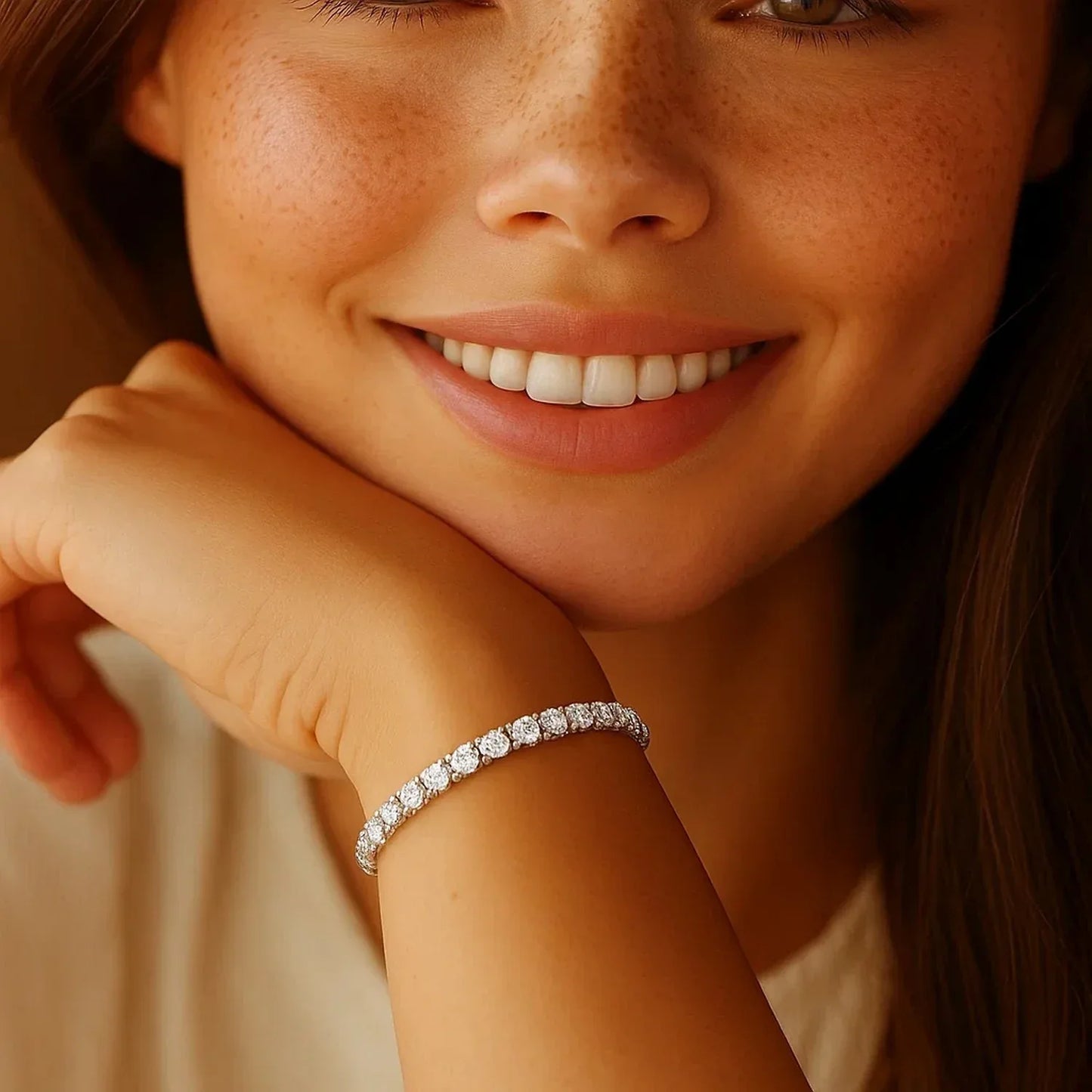 Lab Grown Round Diamond Tennis Bracelet in 14k White Gold (5 cctw F/G VS2/SI1) - Peelerie