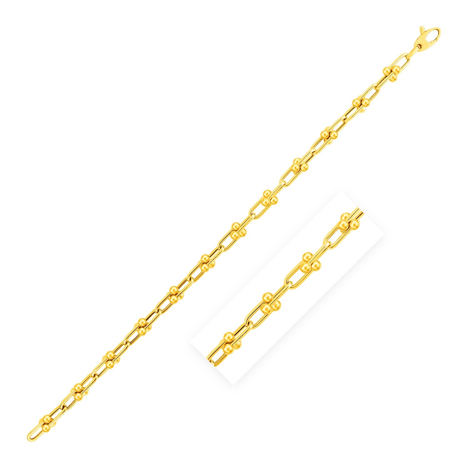 14k Yellow Gold 7 1/2 inch Jax Chain Bracelet (4.00 mm) in a sleek high-contrast midnight luxury editorial style