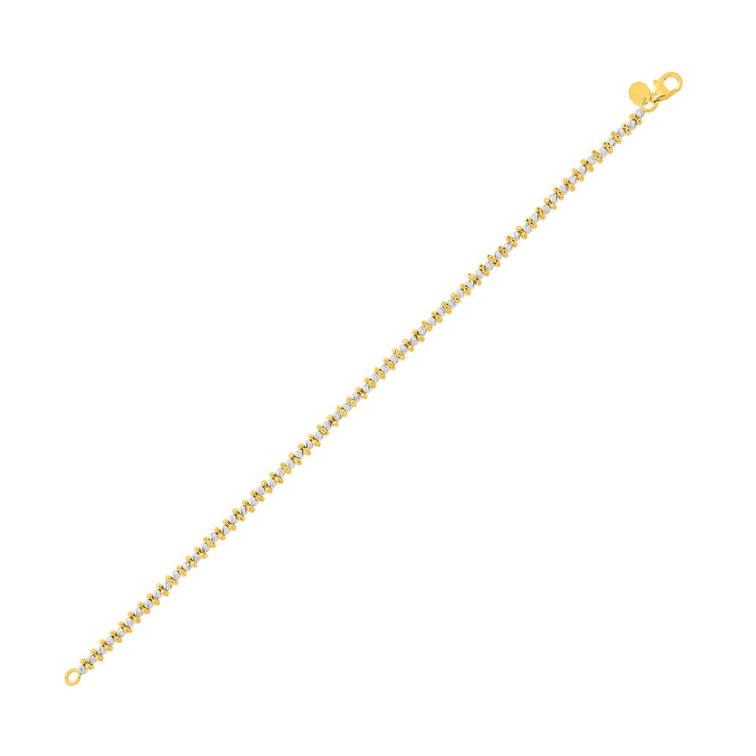 Two Tone Pallina Bead Bracelet in 14K Gold (2.60 mm) in a sleek high-contrast midnight luxury editorial style