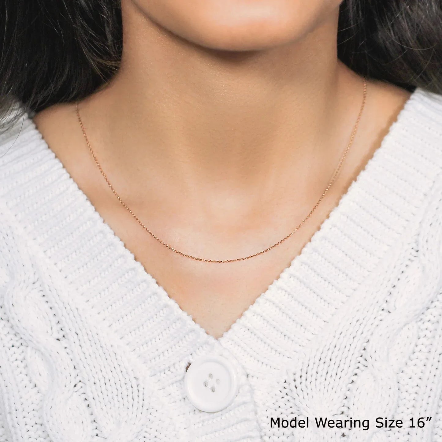 18k Rose Gold Diamond Cut Cable Link Chain (0.80 mm) - Peelerie