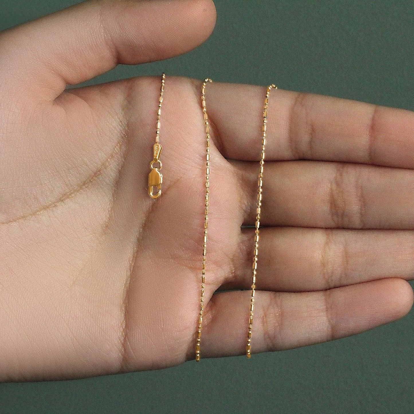 14k Yellow Gold Diamond-Cut Bead Chain (0.90 mm) - Peelerie