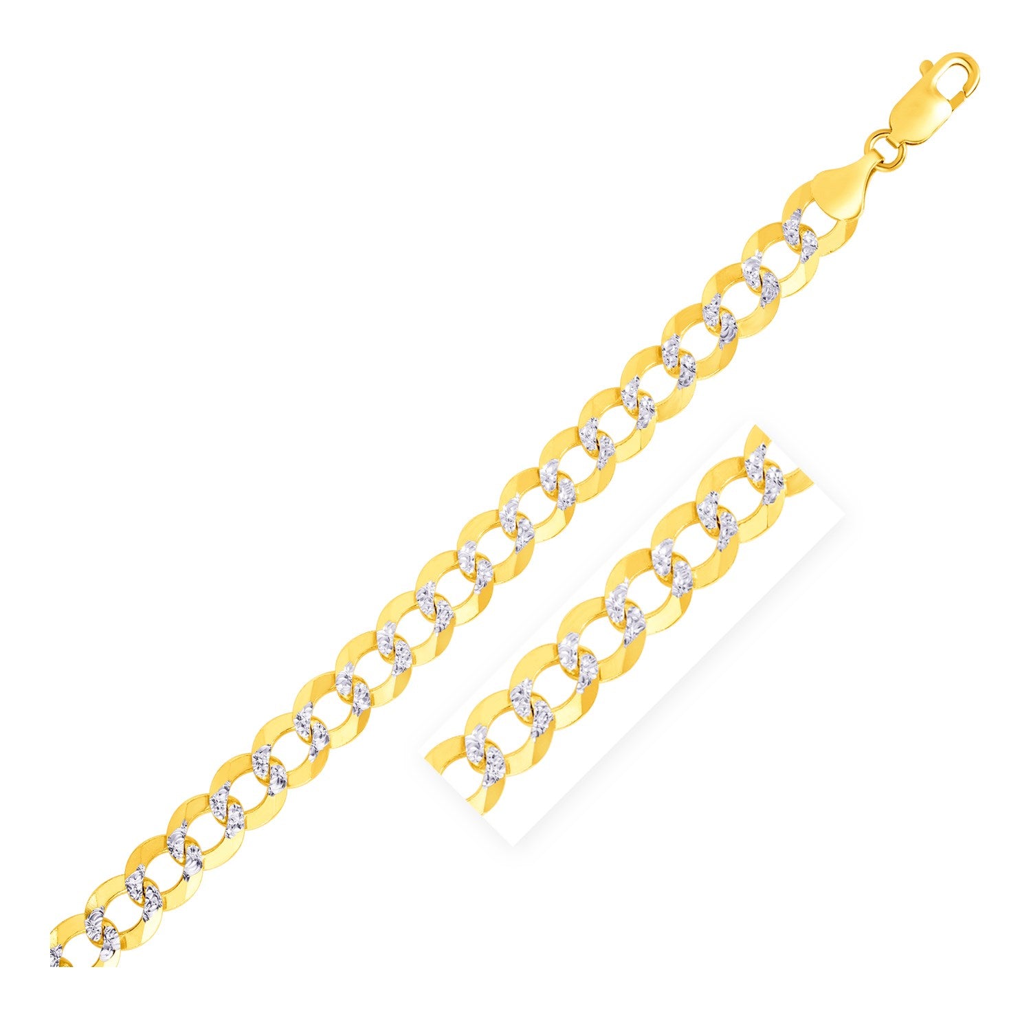 14k Two Tone Gold Pave Curb Bracelet (8.30 mm) in a sleek high-contrast midnight luxury editorial style